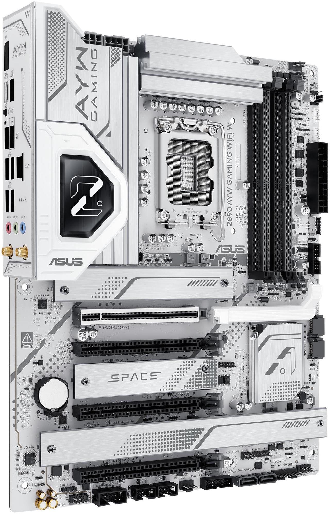 Alt view image 4 of 11 - ASUS Z890 AYW GAMING WIFI W ATX Z890 motherboard, Intel Core Ultra Series 2 Ready, Advanced AI PC-ready, 16+1+2+1 stages, DDR5, PCIe 5.0, Thunderbolt 4, USB Type-C, 4 x M.2, Wi-Fi 7,  2.5Gb LAN