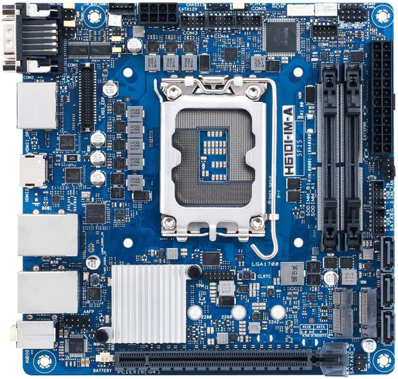 Main image of ASUS Mini-ITX, LGA1700 socket for the 14th/ 13th/ 12th Gen CPU, H610 chipset, 2*SO-DIMM. 1*PCIe x16, 1*DP, 2*HDMI, 1*LVDS, 2*M.2 slot