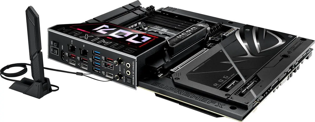 Alt view image 9 of 10 - ASUS ROG MAXIMUS Z890 HERO BTF Z890 LGA 1851 ATX motherboard, hidden-connector design, Advanced AI PC Ready, 22+1+2+2 stages, DDR5, WiFi 7, 2.5G LAN, 6x M.2, PCIe 5.0, Thunderbolt™ 4, USB Type-C®, AI OC
