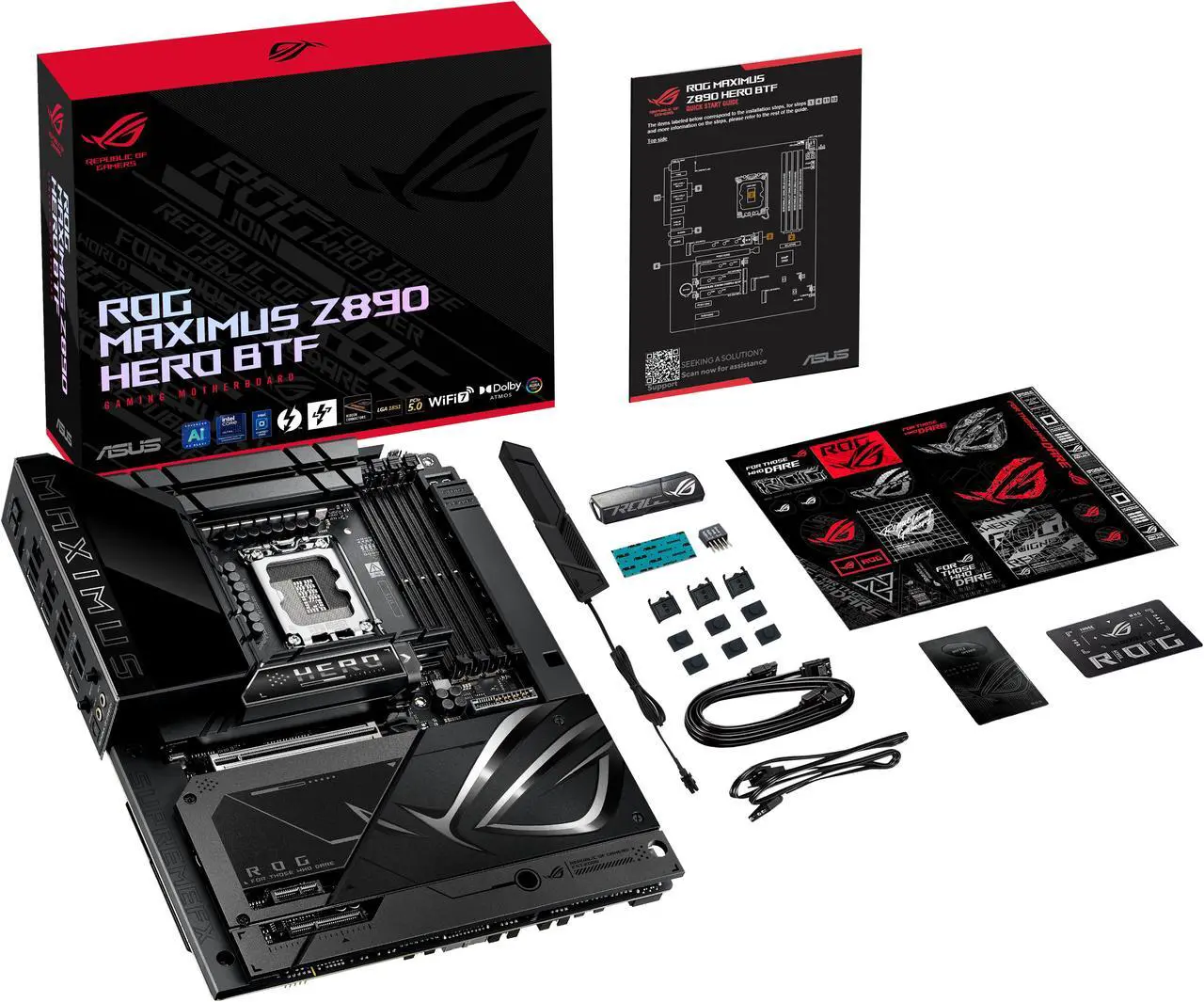 Alt view image 11 of 10 - ASUS ROG MAXIMUS Z890 HERO BTF Z890 LGA 1851 ATX motherboard, hidden-connector design, Advanced AI PC Ready, 22+1+2+2 stages, DDR5, WiFi 7, 2.5G LAN, 6x M.2, PCIe 5.0, Thunderbolt™ 4, USB Type-C®, AI OC