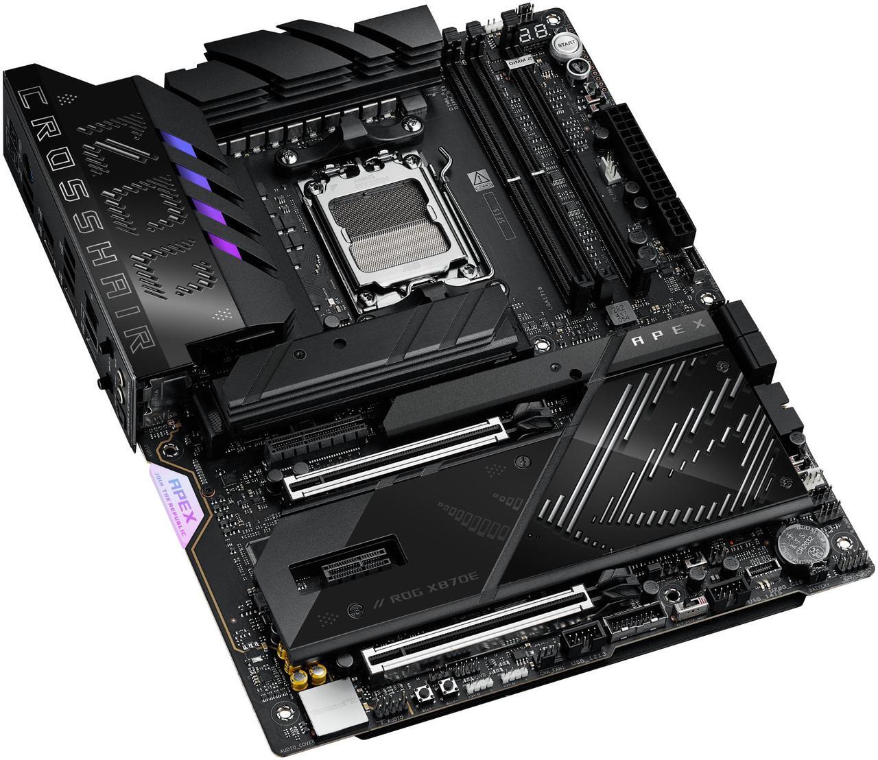 Alt view image 6 of 11 - ASUS ROG CROSSHAIR X870E APEX AMD X870E AM5 ATX motherboard, Advanced AI PC-ready, 18+2+2 stages, DDR5, ROG Memory Fan, ROG DIMM.2 Card, Wi-Fi 7, 5G LAN, 3x M.2, PCIe® 5.0, USB4® , USB Type-C®, AI OC