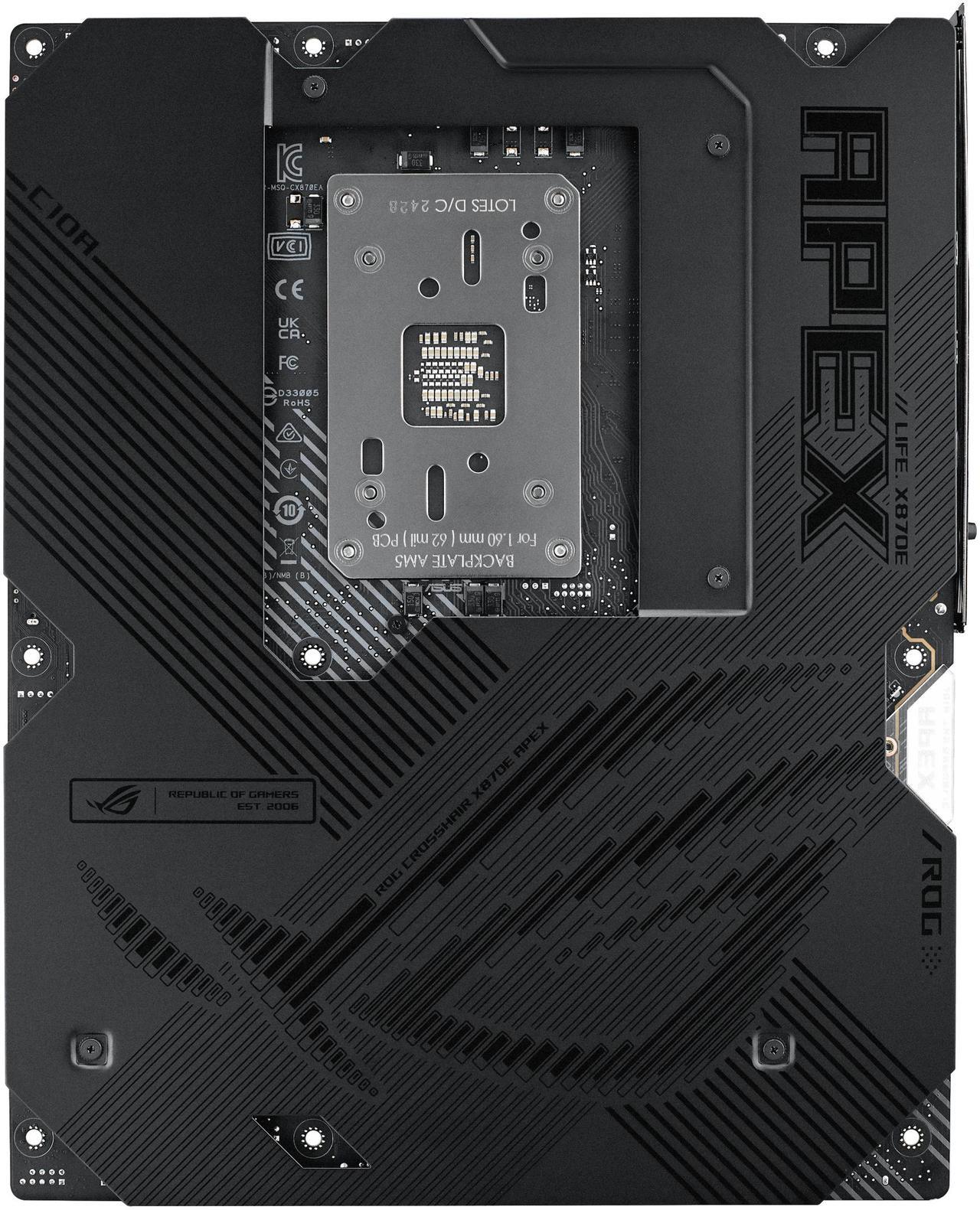 Alt view image 10 of 11 - ASUS ROG CROSSHAIR X870E APEX AMD X870E AM5 ATX motherboard, Advanced AI PC-ready, 18+2+2 stages, DDR5, ROG Memory Fan, ROG DIMM.2 Card, Wi-Fi 7, 5G LAN, 3x M.2, PCIe® 5.0, USB4® , USB Type-C®, AI OC