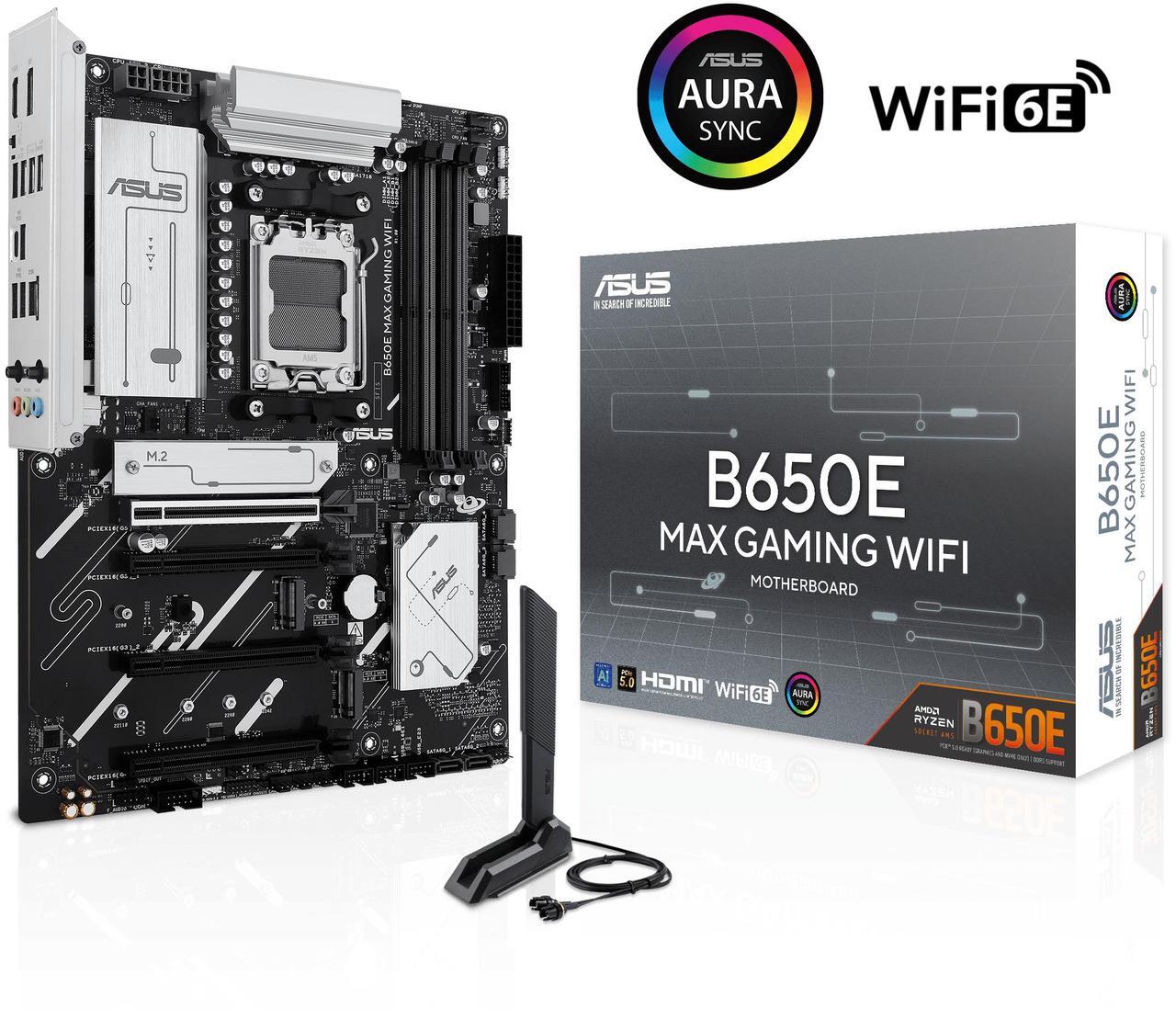 Alt view image 3 of 11 - ASUS B650E MAX GAMING WIFI AMD B650 ATX motherboard, DDR5, PCIe 5.0 Ready, 3x M.2 slots, Wi-Fi 6E, Realtek 2.5Gb Ethernet, DisplayPort, HDMI, USB 10Gbps Type-A & Type-C, BIOS FlashBack, Aura Sync