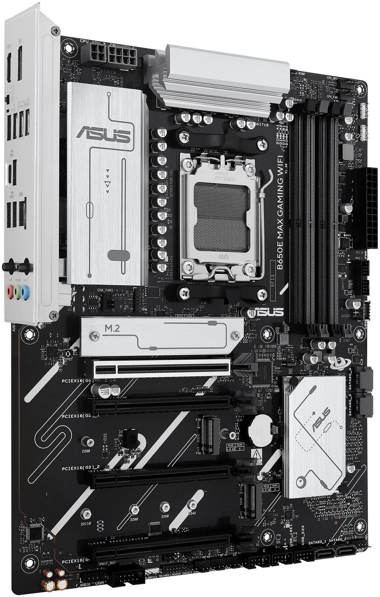 Alt view image 4 of 11 - ASUS B650E MAX GAMING WIFI AMD B650 ATX motherboard, DDR5, PCIe 5.0 Ready, 3x M.2 slots, Wi-Fi 6E, Realtek 2.5Gb Ethernet, DisplayPort, HDMI, USB 10Gbps Type-A & Type-C, BIOS FlashBack, Aura Sync