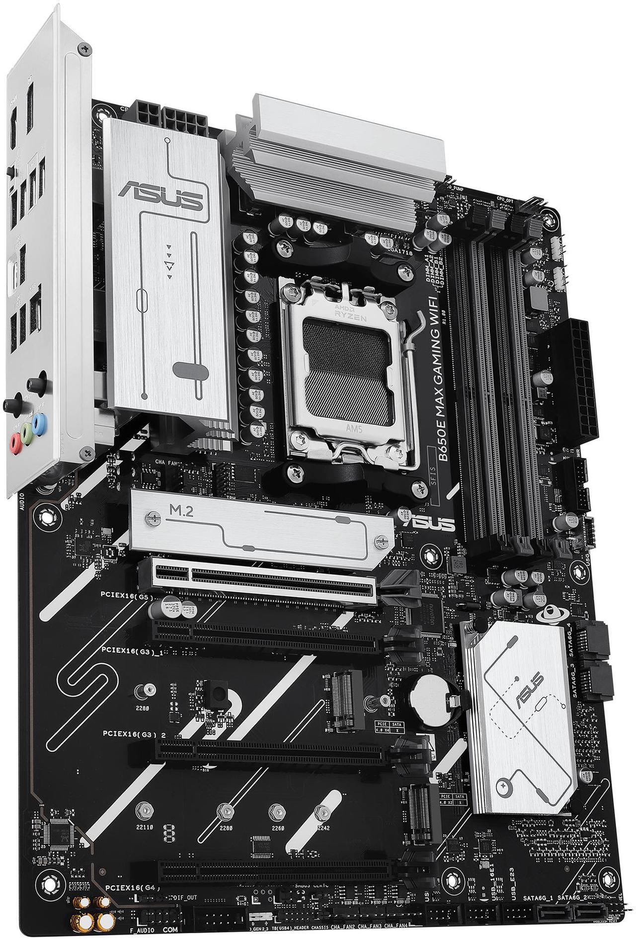 Alt view image 5 of 11 - ASUS B650E MAX GAMING WIFI AMD B650 ATX motherboard, DDR5, PCIe 5.0 Ready, 3x M.2 slots, Wi-Fi 6E, Realtek 2.5Gb Ethernet, DisplayPort, HDMI, USB 10Gbps Type-A & Type-C, BIOS FlashBack, Aura Sync