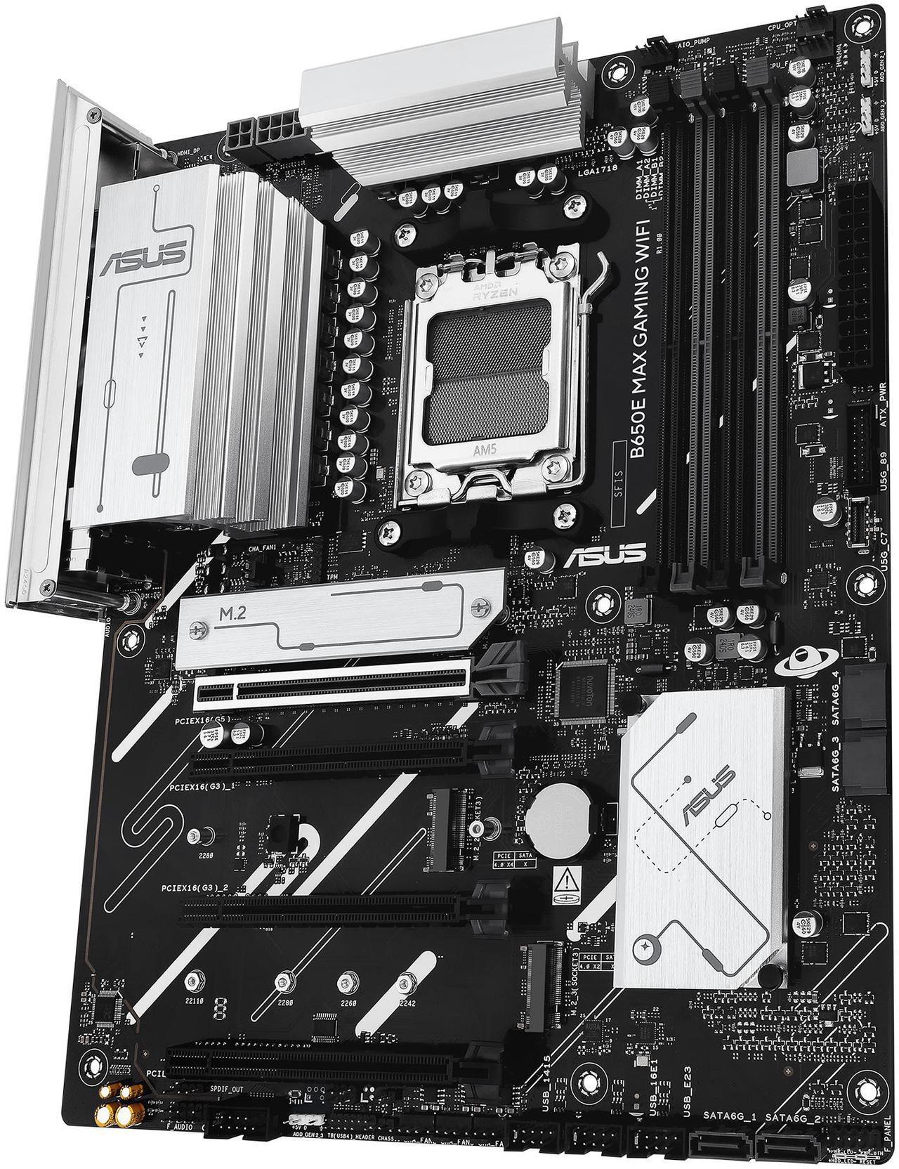 Alt view image 6 of 11 - ASUS B650E MAX GAMING WIFI AMD B650 ATX motherboard, DDR5, PCIe 5.0 Ready, 3x M.2 slots, Wi-Fi 6E, Realtek 2.5Gb Ethernet, DisplayPort, HDMI, USB 10Gbps Type-A & Type-C, BIOS FlashBack, Aura Sync