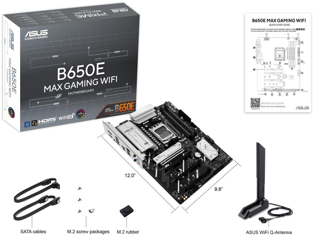 Alt view image 7 of 11 - ASUS B650E MAX GAMING WIFI AMD B650 ATX motherboard, DDR5, PCIe 5.0 Ready, 3x M.2 slots, Wi-Fi 6E, Realtek 2.5Gb Ethernet, DisplayPort, HDMI, USB 10Gbps Type-A & Type-C, BIOS FlashBack, Aura Sync