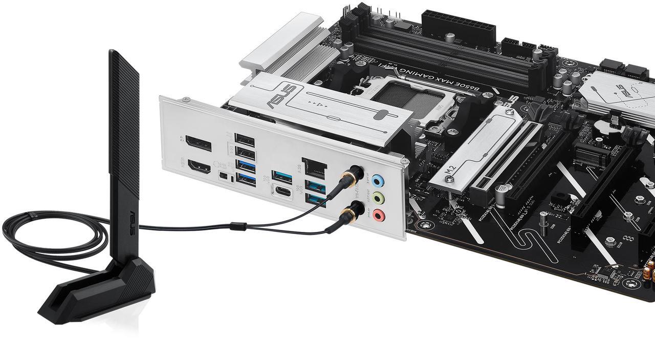 Alt view image 11 of 11 - ASUS B650E MAX GAMING WIFI AMD B650 ATX motherboard, DDR5, PCIe 5.0 Ready, 3x M.2 slots, Wi-Fi 6E, Realtek 2.5Gb Ethernet, DisplayPort, HDMI, USB 10Gbps Type-A & Type-C, BIOS FlashBack, Aura Sync