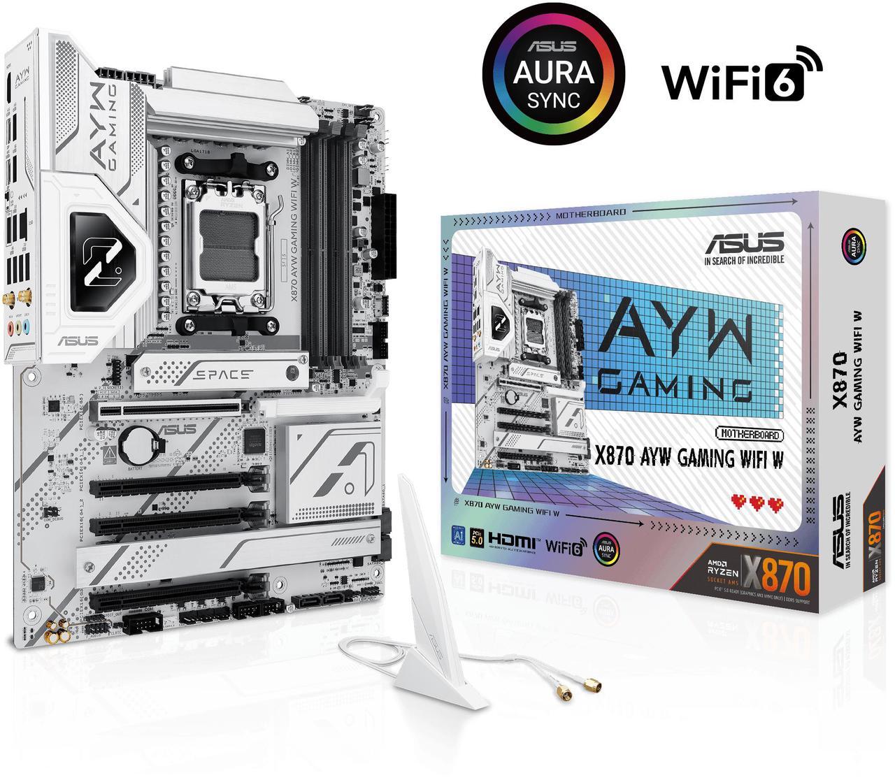 Alt view image 3 of 11 - ASUS X870 AYW GAMING WIFI W AMD X870 AM5 ATX motherboard, 12+2+1 80A DrMOS power stages, DDR5, PCIe 5.0 Ready, PCIe 5.0 x16, 3x M.2, Wi-Fi 6, 2.5Gb LAN, HDMI, USB4, USB 20Gbps Type-C, Aura Sync