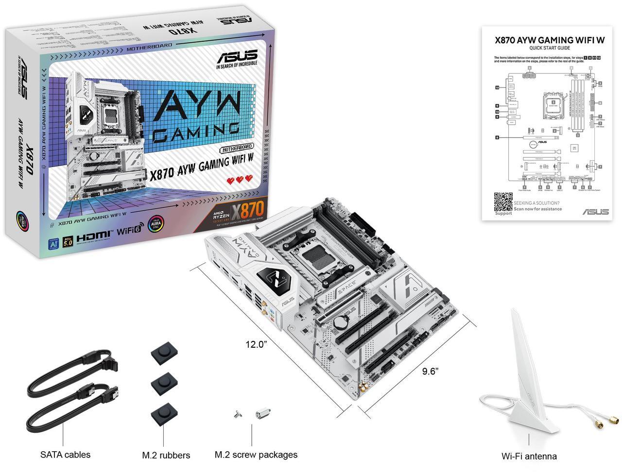 Alt view image 5 of 11 - ASUS X870 AYW GAMING WIFI W AMD X870 AM5 ATX motherboard, 12+2+1 80A DrMOS power stages, DDR5, PCIe 5.0 Ready, PCIe 5.0 x16, 3x M.2, Wi-Fi 6, 2.5Gb LAN, HDMI, USB4, USB 20Gbps Type-C, Aura Sync