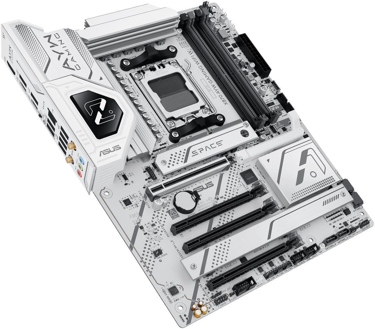 Alt view image 8 of 11 - ASUS X870 AYW GAMING WIFI W AMD X870 AM5 ATX motherboard, 12+2+1 80A DrMOS power stages, DDR5, PCIe 5.0 Ready, PCIe 5.0 x16, 3x M.2, Wi-Fi 6, 2.5Gb LAN, HDMI, USB4, USB 20Gbps Type-C, Aura Sync