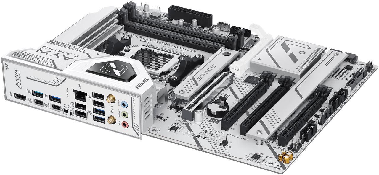 Alt view image 10 of 11 - ASUS X870 AYW GAMING WIFI W AMD X870 AM5 ATX motherboard, 12+2+1 80A DrMOS power stages, DDR5, PCIe 5.0 Ready, PCIe 5.0 x16, 3x M.2, Wi-Fi 6, 2.5Gb LAN, HDMI, USB4, USB 20Gbps Type-C, Aura Sync