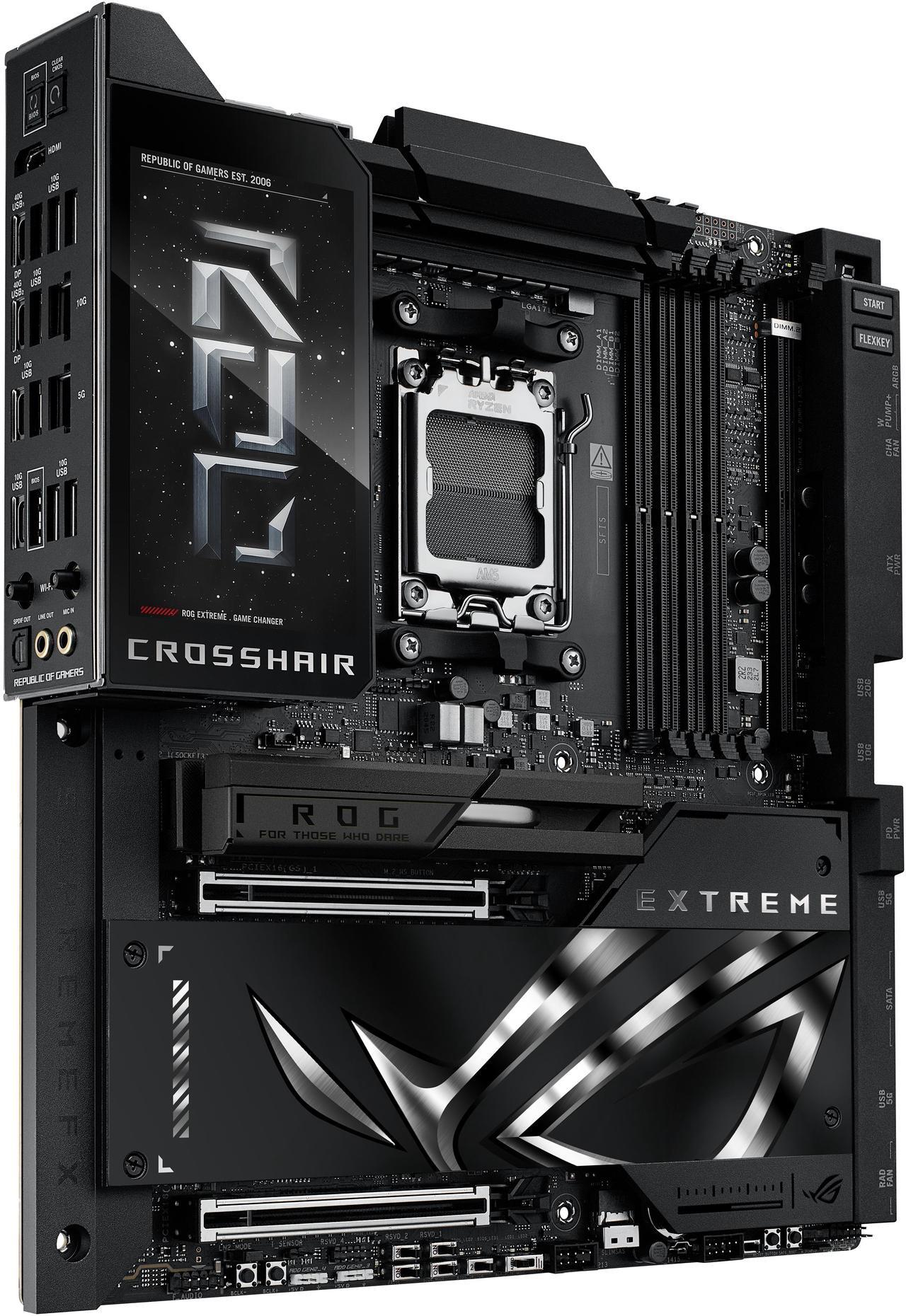 Alt view image 2 of 9 - ASUS ROG CROSSHAIR X870E EXTREME AMD X870E AM5 E-ATX Gaming Motherboard - 20+2+2 Power Stages, DDR5, PCIe 5.0, 5x M.2, 5G & 10G LAN, Wi-Fi 7, USB4 Type-C, 5" LCD, AI Overclocking & Networking