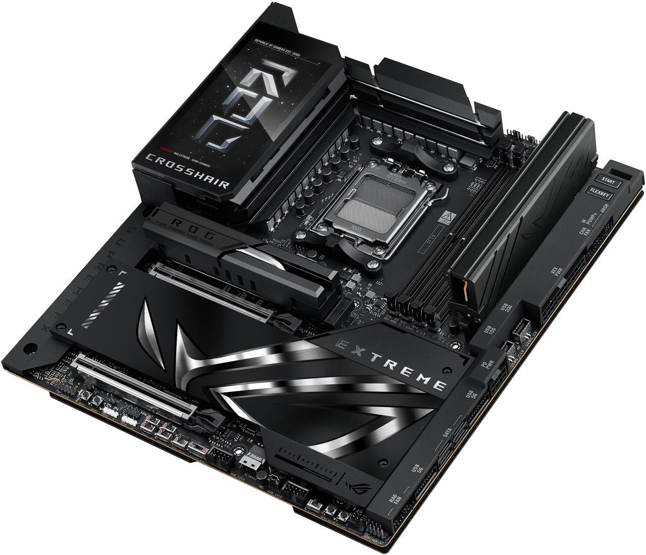 Alt view image 3 of 9 - ASUS ROG CROSSHAIR X870E EXTREME AMD X870E AM5 E-ATX Gaming Motherboard - 20+2+2 Power Stages, DDR5, PCIe 5.0, 5x M.2, 5G & 10G LAN, Wi-Fi 7, USB4 Type-C, 5" LCD, AI Overclocking & Networking
