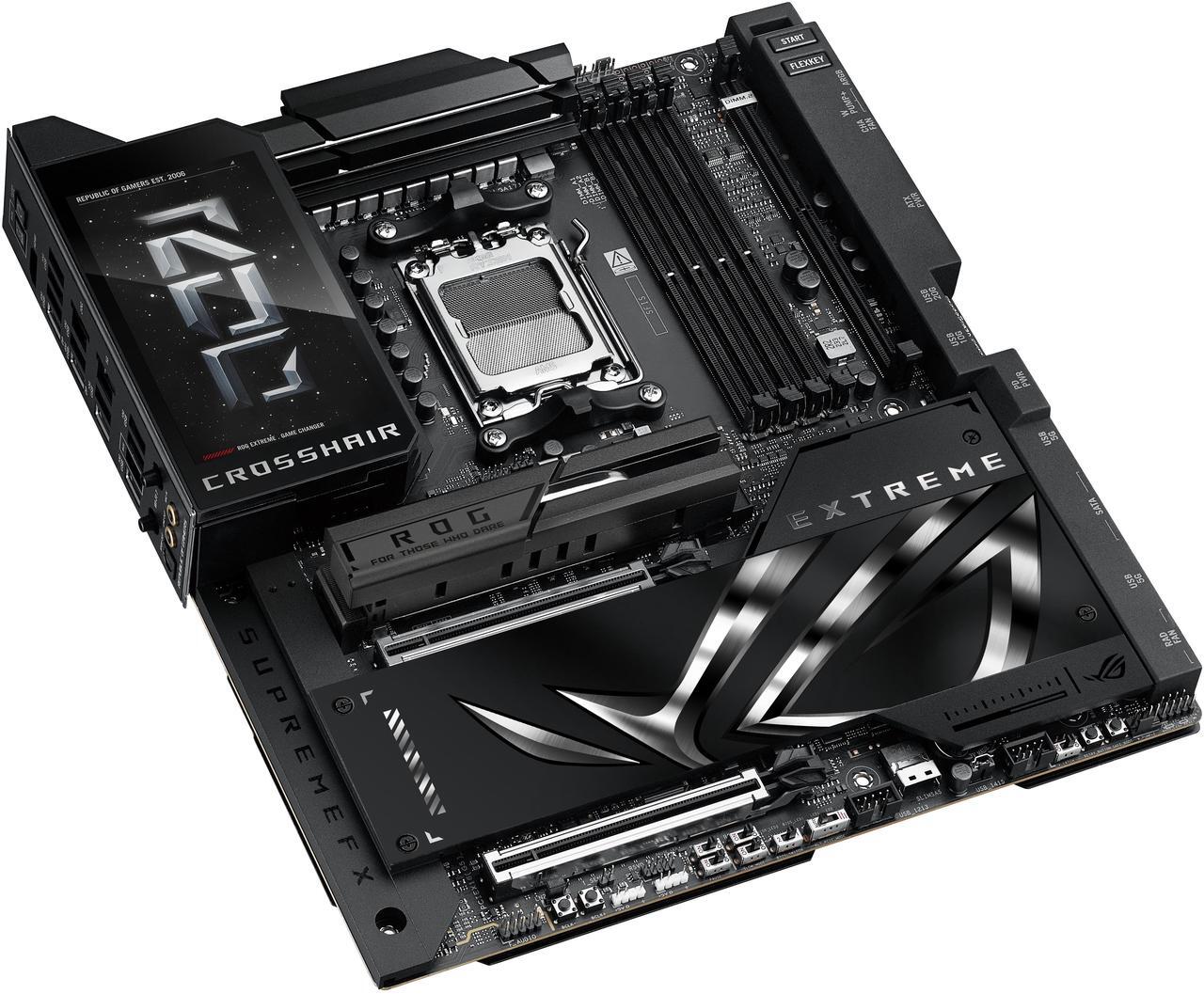 Alt view image 4 of 9 - ASUS ROG CROSSHAIR X870E EXTREME AMD X870E AM5 E-ATX Gaming Motherboard - 20+2+2 Power Stages, DDR5, PCIe 5.0, 5x M.2, 5G & 10G LAN, Wi-Fi 7, USB4 Type-C, 5" LCD, AI Overclocking & Networking