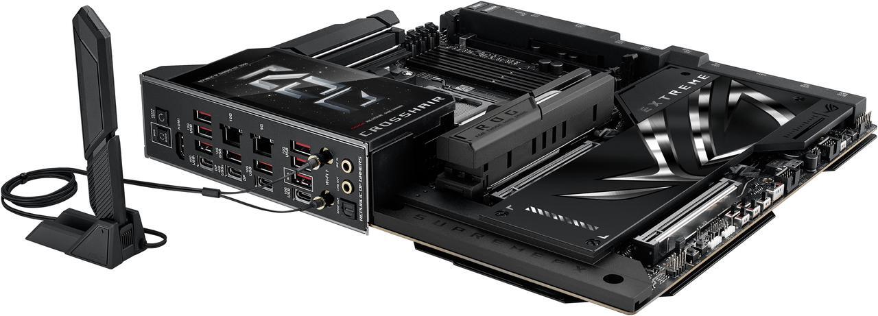 Alt view image 5 of 9 - ASUS ROG CROSSHAIR X870E EXTREME AMD X870E AM5 E-ATX Gaming Motherboard - 20+2+2 Power Stages, DDR5, PCIe 5.0, 5x M.2, 5G & 10G LAN, Wi-Fi 7, USB4 Type-C, 5" LCD, AI Overclocking & Networking