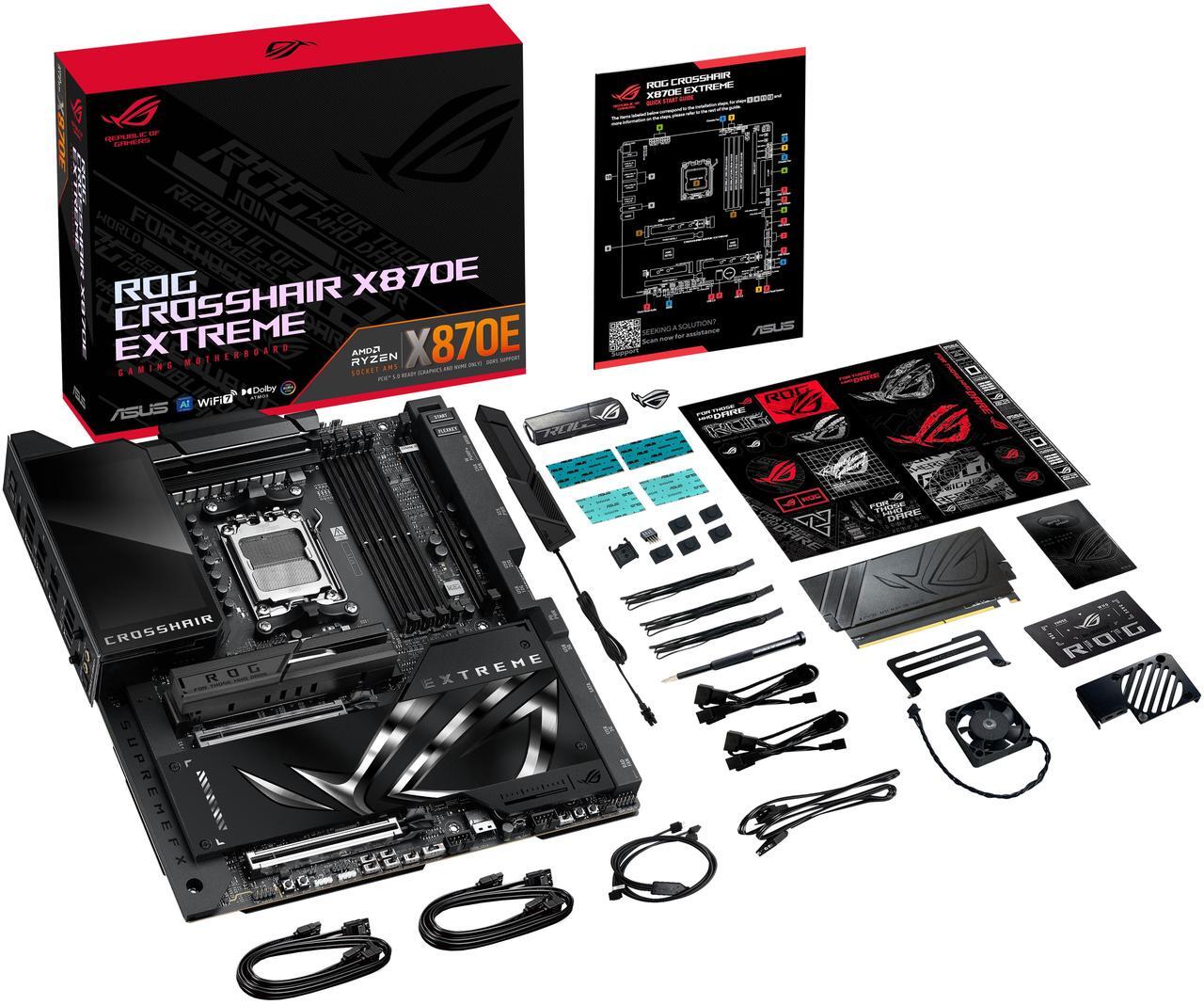 Alt view image 8 of 9 - ASUS ROG CROSSHAIR X870E EXTREME AMD X870E AM5 E-ATX Gaming Motherboard - 20+2+2 Power Stages, DDR5, PCIe 5.0, 5x M.2, 5G & 10G LAN, Wi-Fi 7, USB4 Type-C, 5" LCD, AI Overclocking & Networking