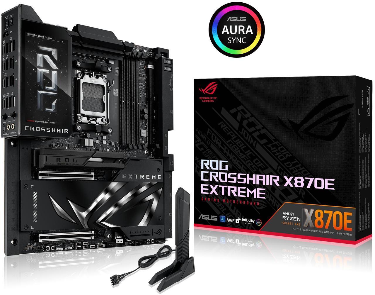 Alt view image 9 of 9 - ASUS ROG CROSSHAIR X870E EXTREME AMD X870E AM5 E-ATX Gaming Motherboard - 20+2+2 Power Stages, DDR5, PCIe 5.0, 5x M.2, 5G & 10G LAN, Wi-Fi 7, USB4 Type-C, 5" LCD, AI Overclocking & Networking