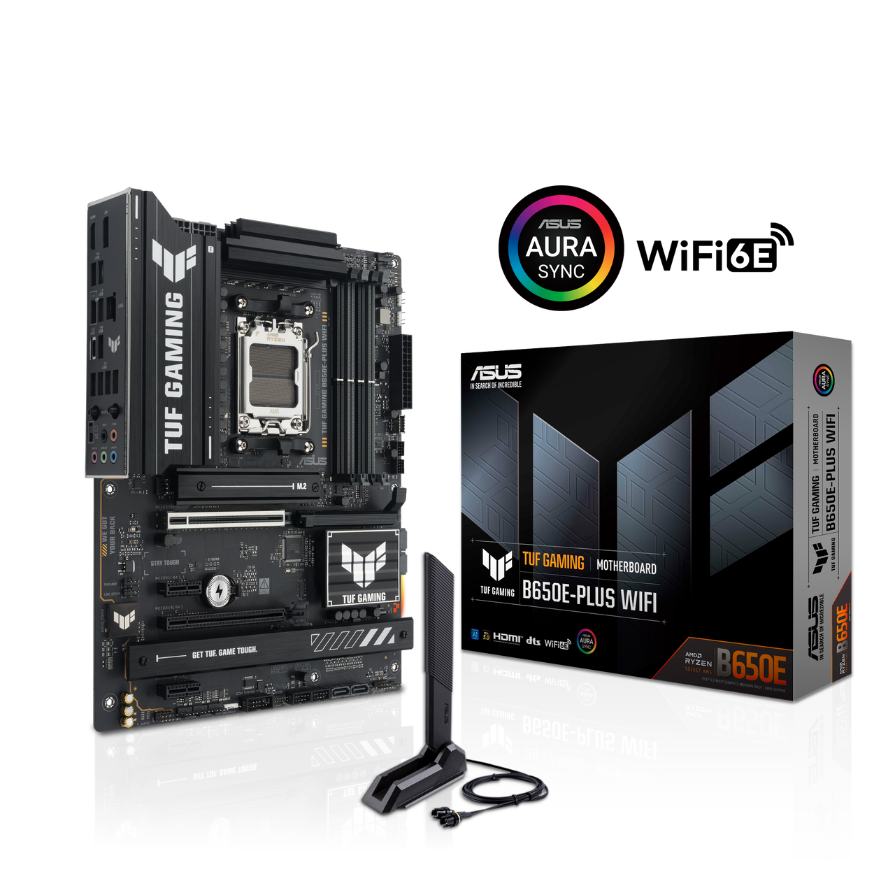 Alt view image 3 of 10 - ASUS TUF GAMING B650E-PLUS WIFI AMD B650 ATX motherboard, 12+2+1 80A DrMOS power stages, DDR5, PCIe 5.0 Ready, 3x M.2, Wi-Fi 6E, 2.5Gb LAN, DisplayPort, HDMI, USB Type-C, BIOS FlashBack, Aura Sync