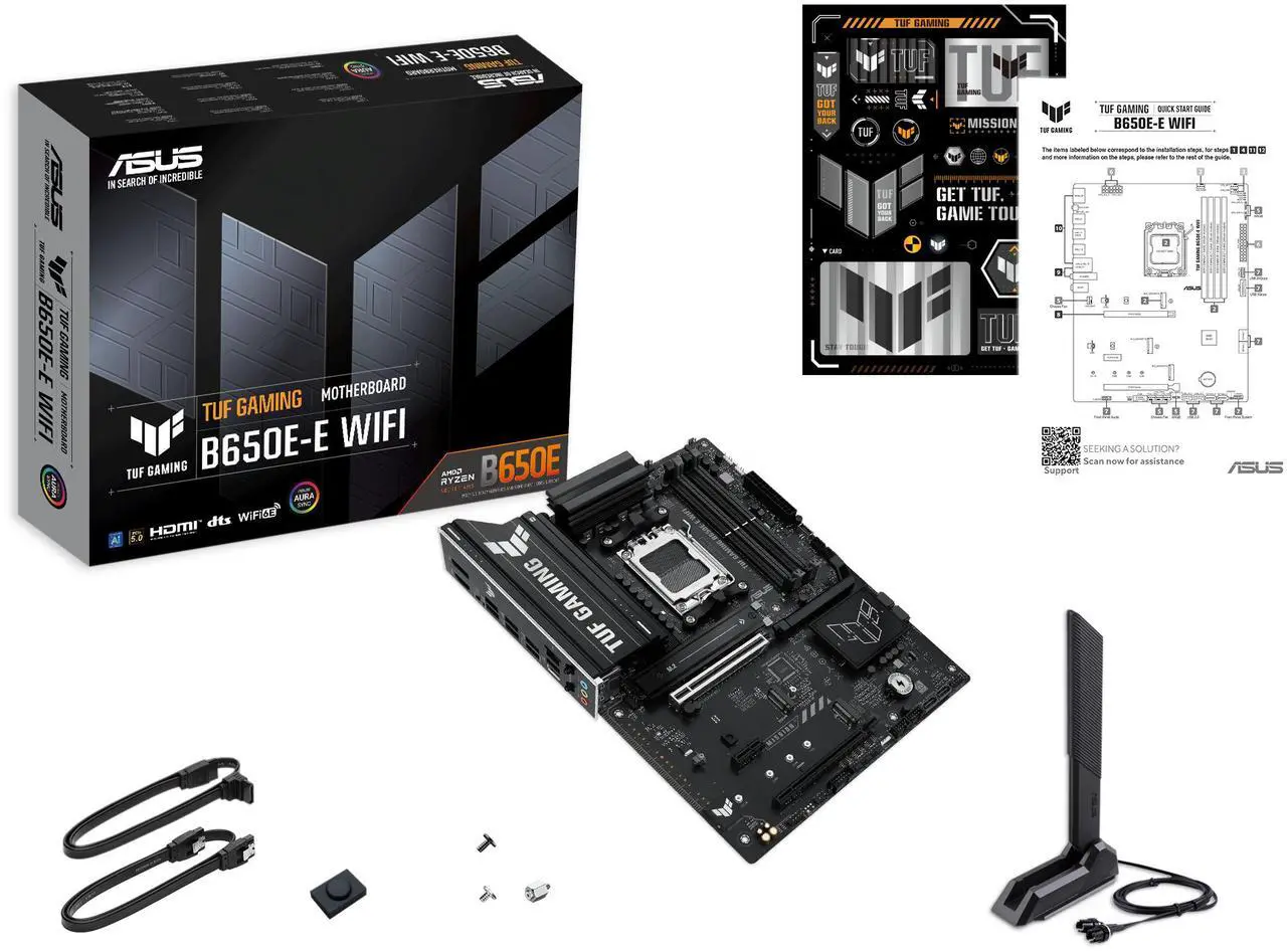 Alt view image 9 of 9 - ASUS TUF GAMING B650E-E WIFI AMD AM5 B650 ATX motherboard, 8+2+1 80A DrMOS stage, DDR5, PCIe 5.0 Ready, 3x M.2, Wi-Fi 6E, 2.5 Gb LAN, DisplayPort, HDMI, USB 20Gbps Type-C, BIOS FlashBack, Aura Sync