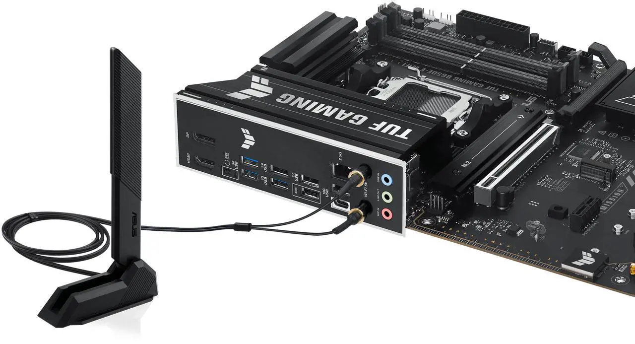 Alt view image 8 of 9 - ASUS TUF GAMING B650E-E WIFI AMD AM5 B650 ATX motherboard, 8+2+1 80A DrMOS stage, DDR5, PCIe 5.0 Ready, 3x M.2, Wi-Fi 6E, 2.5 Gb LAN, DisplayPort, HDMI, USB 20Gbps Type-C, BIOS FlashBack, Aura Sync