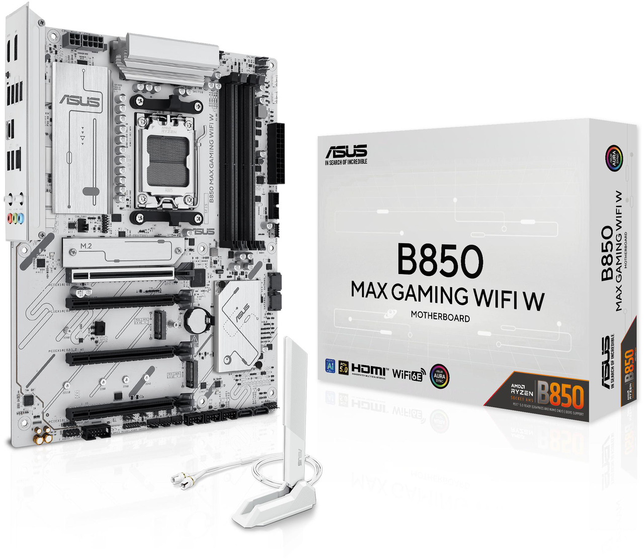 Open Box: ASUS B850 MAX GAMING WIFI W - AMD AM5 ATX Motherboard, White PCB, DDR5, PCIe 5.0 Ready, 3x M.2, Wi-Fi 6E, 2.5Gb LAN, USB 10Gbps Type-C, DisplayPort, HDMI, BIOS FlashBack, Aura Sync, ASUS AI Advisor - Newegg.ca - Open Box condition - Image 12