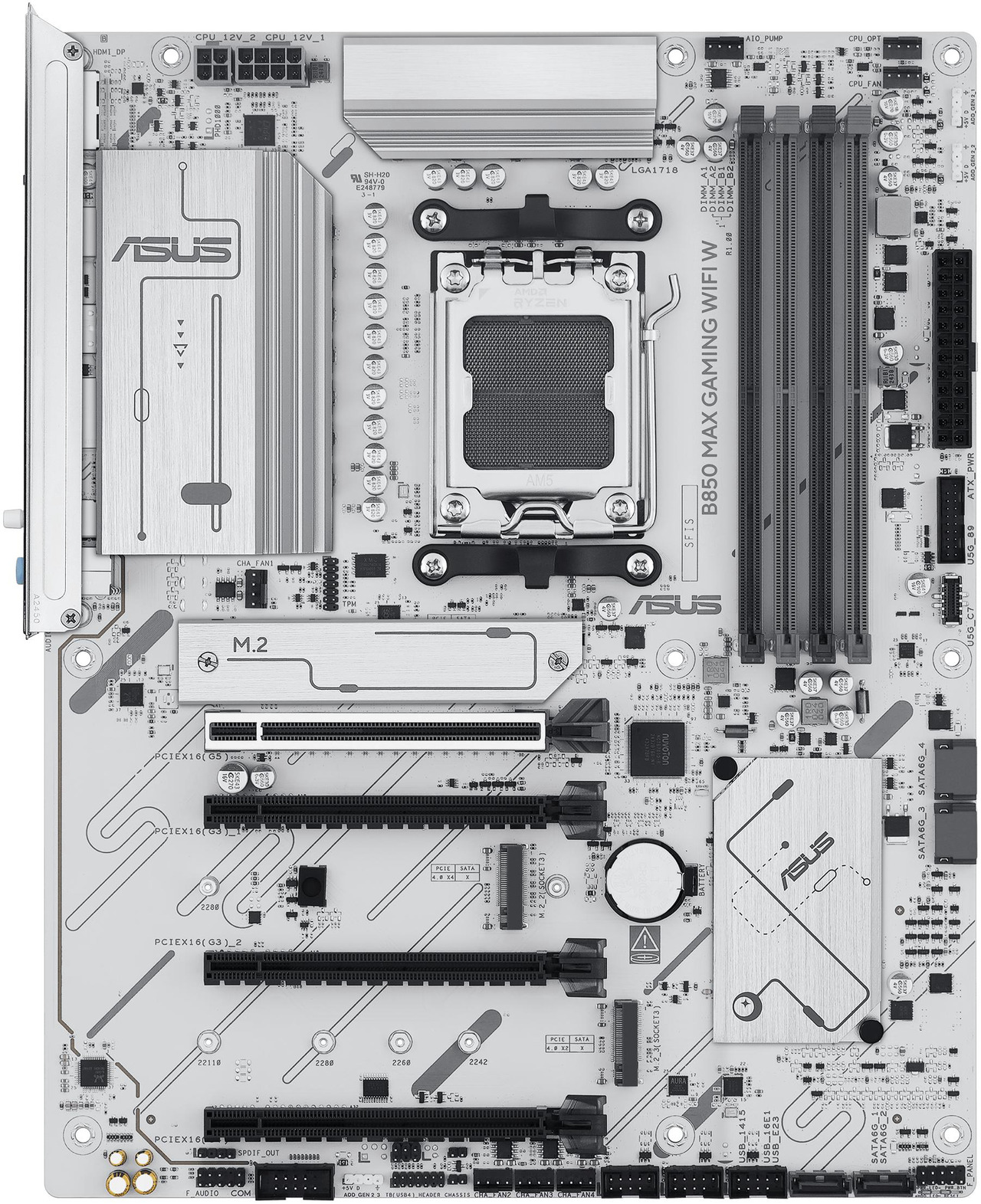 Open Box: ASUS B850 MAX GAMING WIFI W - AMD AM5 ATX Motherboard, White PCB, DDR5, PCIe 5.0 Ready, 3x M.2, Wi-Fi 6E, 2.5Gb LAN, USB 10Gbps Type-C, DisplayPort, HDMI, BIOS FlashBack, Aura Sync, ASUS AI Advisor - Newegg.ca - Open Box condition - Image 13