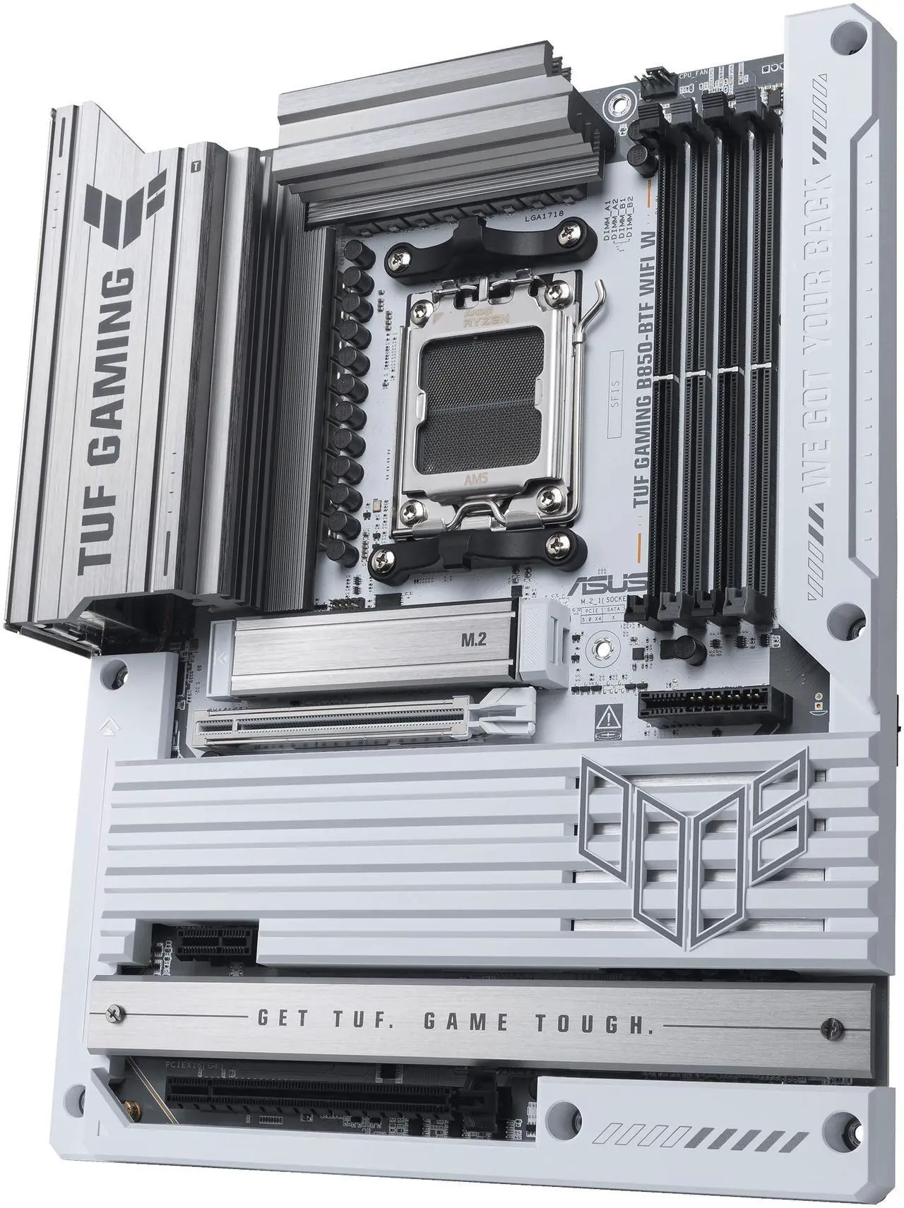 Alt view image 4 of 13 - ASUS TUF GAMING B850-BTF WIFI W AMD B850 ATX motherboard, hidden-connector design, 14+2+1 80A DrMOS power stages, DDR5, PCIe 5.0 Ready, 3x M.2, Wi-Fi 7, 2.5Gb LAN, DP, HDMI, USB 20Gbps Type-C