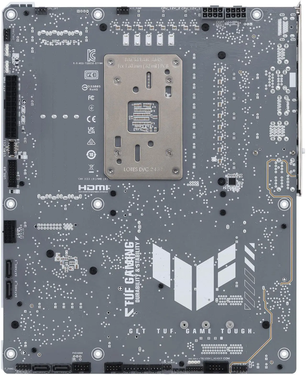 Alt view image 7 of 13 - ASUS TUF GAMING B850-BTF WIFI W AMD B850 ATX motherboard, hidden-connector design, 14+2+1 80A DrMOS power stages, DDR5, PCIe 5.0 Ready, 3x M.2, Wi-Fi 7, 2.5Gb LAN, DP, HDMI, USB 20Gbps Type-C