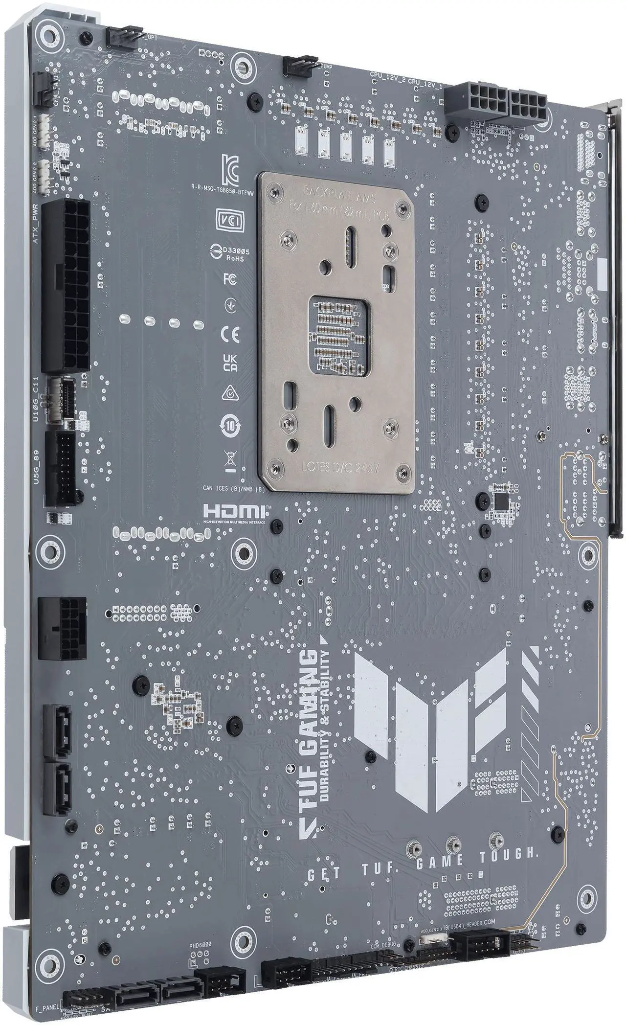 Alt view image 8 of 13 - ASUS TUF GAMING B850-BTF WIFI W AMD B850 ATX motherboard, hidden-connector design, 14+2+1 80A DrMOS power stages, DDR5, PCIe 5.0 Ready, 3x M.2, Wi-Fi 7, 2.5Gb LAN, DP, HDMI, USB 20Gbps Type-C