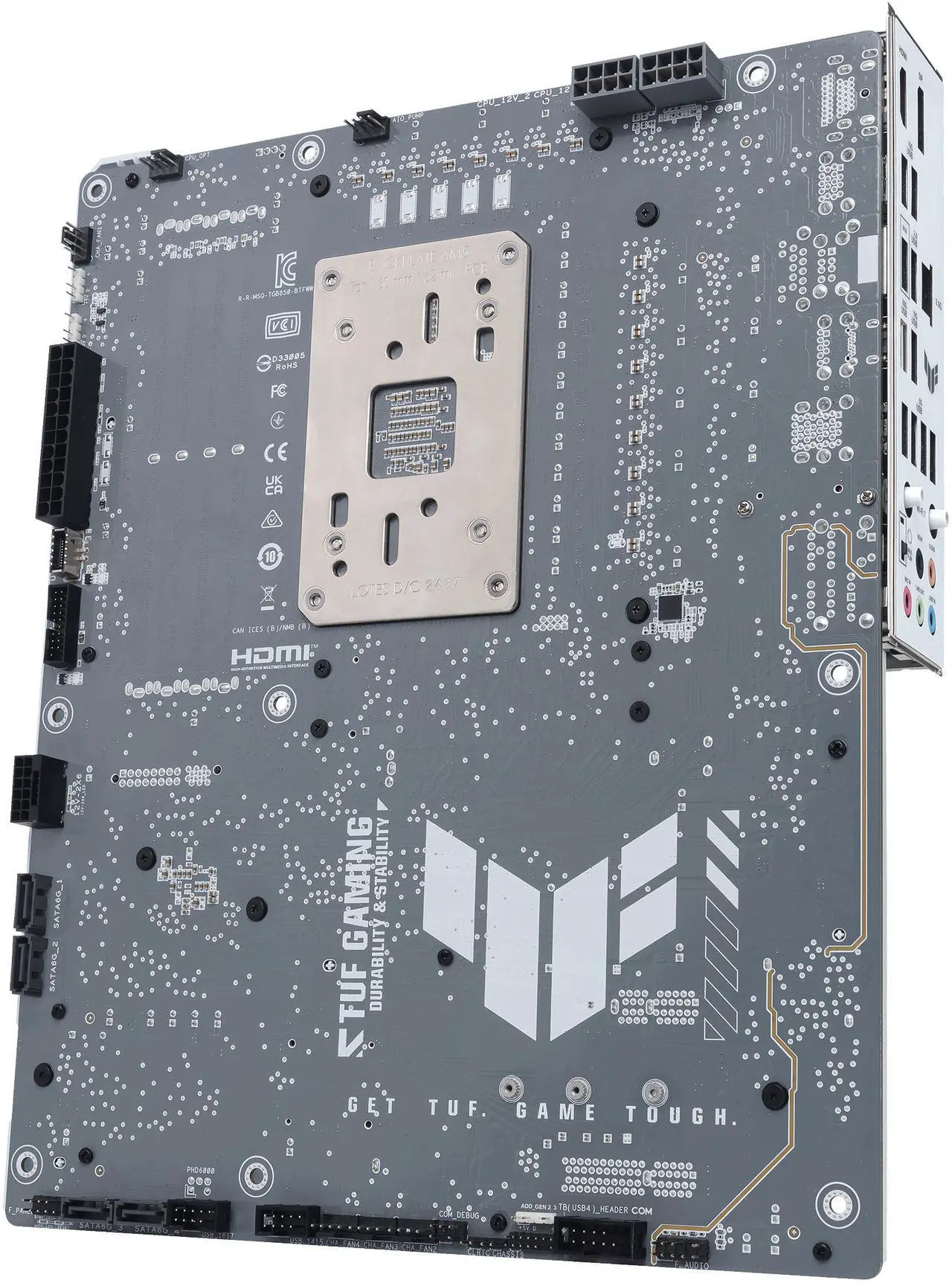 Alt view image 10 of 13 - ASUS TUF GAMING B850-BTF WIFI W AMD B850 ATX motherboard, hidden-connector design, 14+2+1 80A DrMOS power stages, DDR5, PCIe 5.0 Ready, 3x M.2, Wi-Fi 7, 2.5Gb LAN, DP, HDMI, USB 20Gbps Type-C
