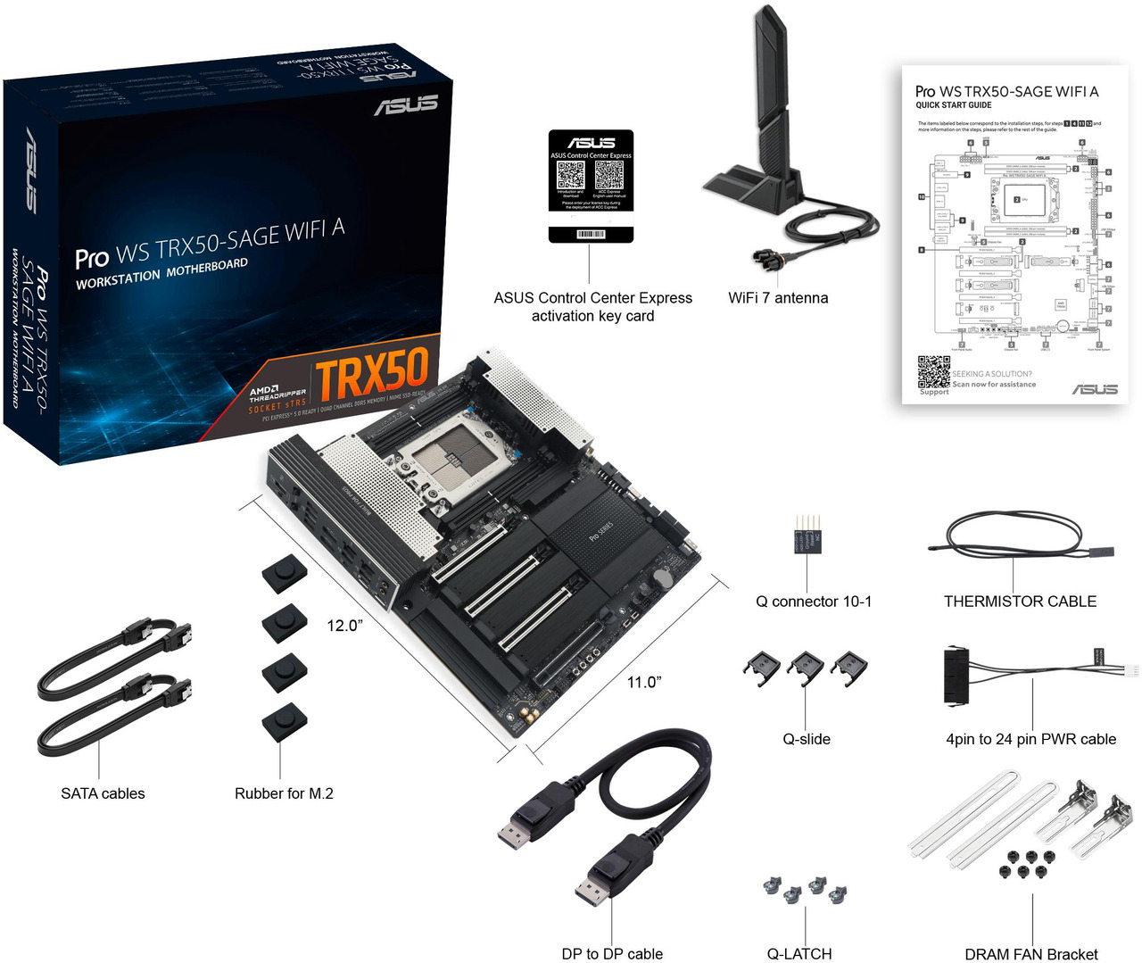 Open Box: ASUS Pro WS TRX50-SAGE WIFI A AMD TRX50 TR5 CEB workstation motherboard, CPU & memory overclocking ready, robust 20 power-stage design, PCIe 5.0 x 16, M.2, USB4, 10 Gb & 2.5 Gb LAN, multi-GPU support - Newegg.com - Open Box condition - Image 24