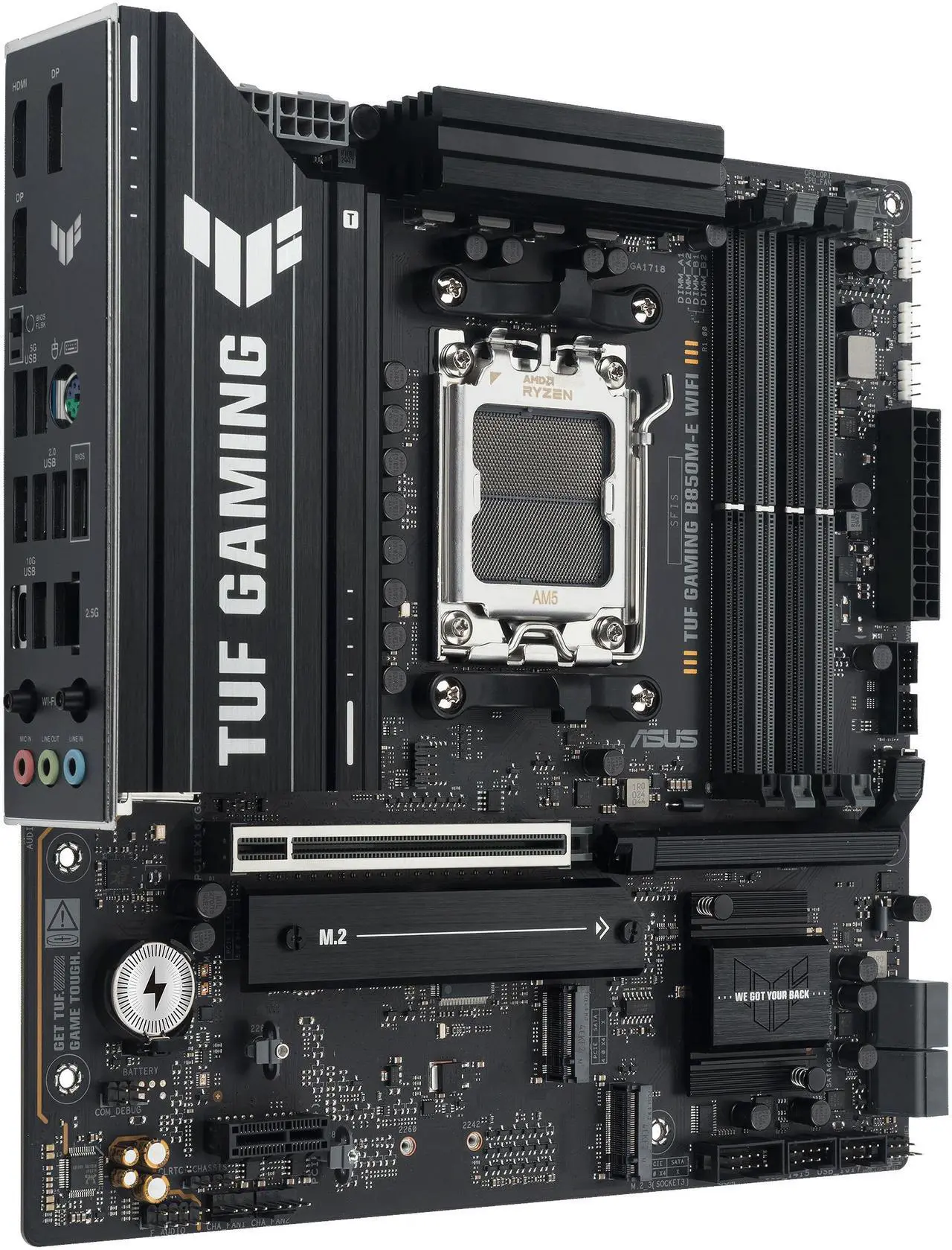 Open Box: ASUS TUF GAMING B850M-E WIFI AMD B850 mATX motherboard, 8+2+1 80A DrMOS power stages, DDR5, PCIe 5.0, 3 M.2 slots, WiFi 6E, 2.5Gb Ethernet, DisplayPort, HDMI, rear USB-C 10Gbps and front USB-C 5Gbps - Newegg.com - Open Box condition - Image 15