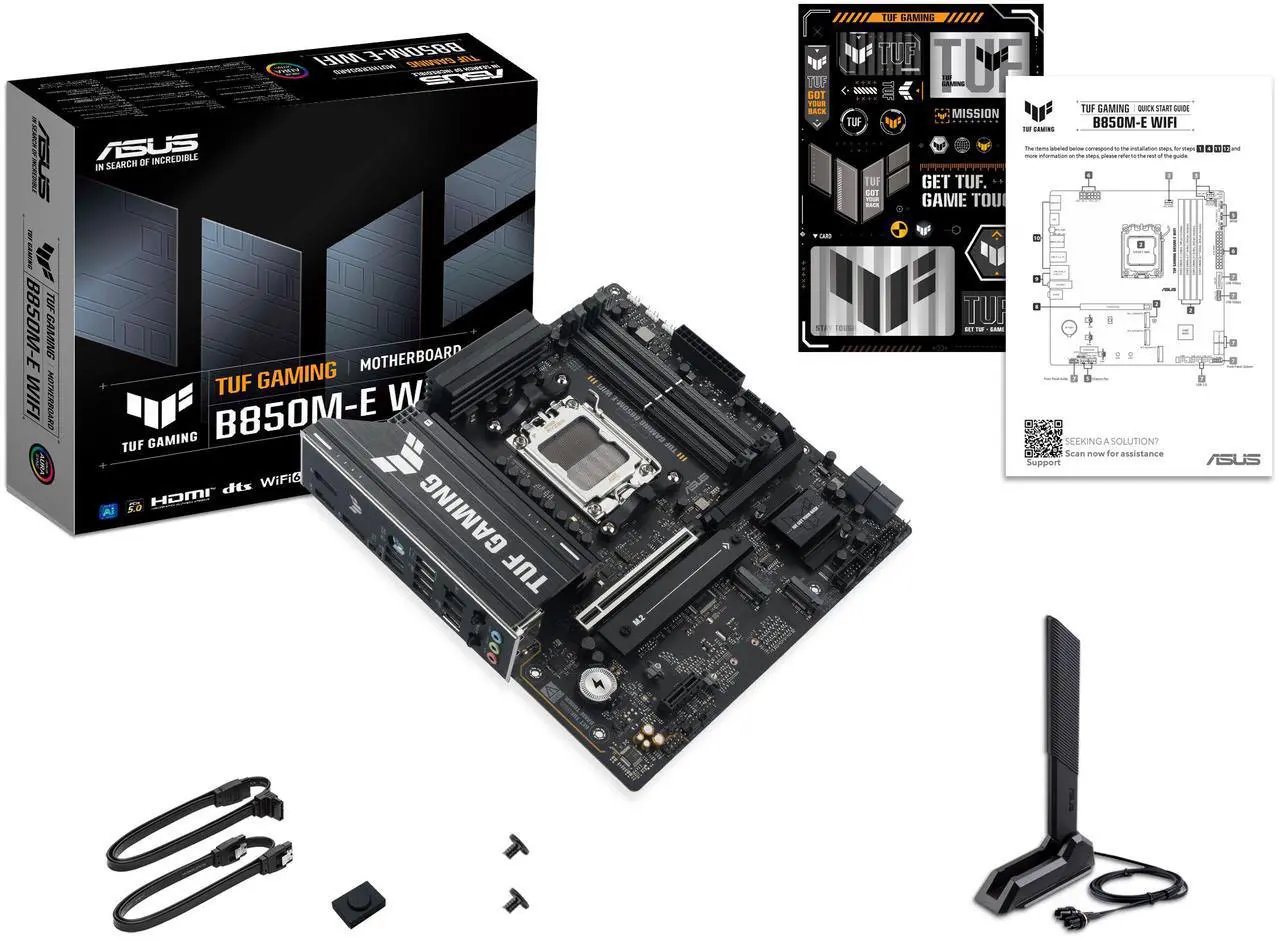 Open Box: ASUS TUF GAMING B850M-E WIFI AMD B850 mATX motherboard, 8+2+1 80A DrMOS power stages, DDR5, PCIe 5.0, 3 M.2 slots, WiFi 6E, 2.5Gb Ethernet, DisplayPort, HDMI, rear USB-C 10Gbps and front USB-C 5Gbps - Newegg.com - Open Box condition - Image 24