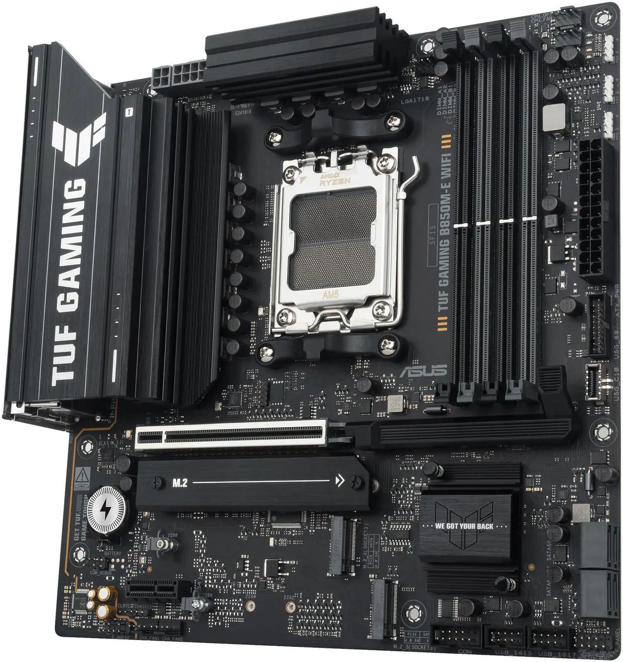 Open Box: ASUS TUF GAMING B850M-E WIFI AMD B850 mATX motherboard, 8+2+1 80A DrMOS power stages, DDR5, PCIe 5.0, 3 M.2 slots, WiFi 6E, 2.5Gb Ethernet, DisplayPort, HDMI, rear USB-C 10Gbps and front USB-C 5Gbps - Newegg.com - Open Box condition - Image 17