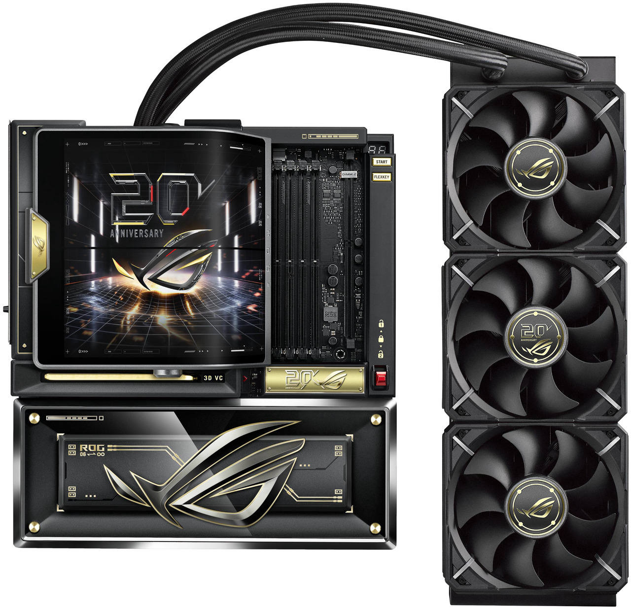 Open Box: ASUS ROG CROSSHAIR X870E EDITION 20 AM5 E-ATX motherboard, DDR5, PCIe 5.0, 9x M.2, DIMM Fit and dedicated AIO Cooler ROG RYUJIN 360 EDITION 20, AIO Q-Connector, Swivel Dual 6.67" LCD, Display Sync-Up - Newegg.com - Open Box condition - Image 7