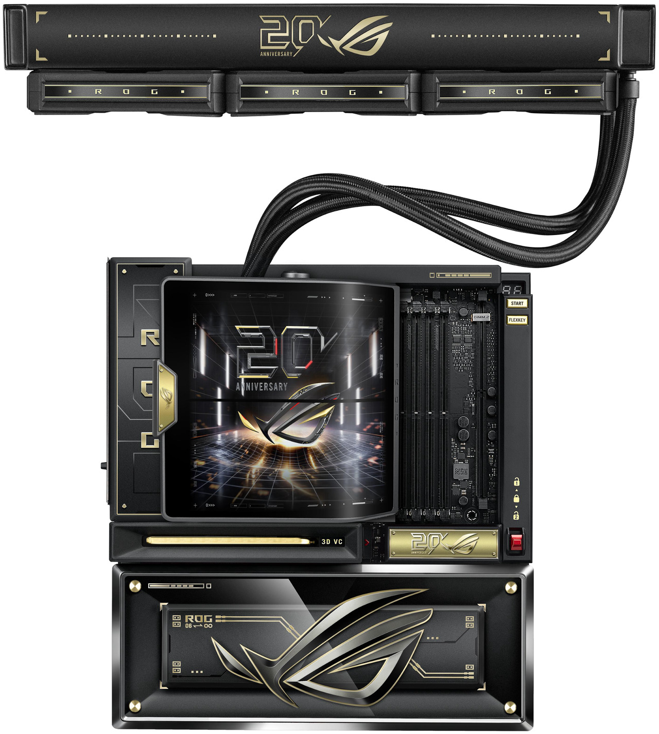 Open Box: ASUS ROG CROSSHAIR X870E EDITION 20 AM5 E-ATX motherboard, DDR5, PCIe 5.0, 9x M.2, DIMM Fit and dedicated AIO Cooler ROG RYUJIN 360 EDITION 20, AIO Q-Connector, Swivel Dual 6.67" LCD, Display Sync-Up - Newegg.com - Open Box condition - Image 8