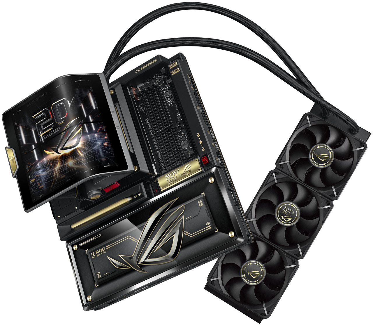 Open Box: ASUS ROG CROSSHAIR X870E EDITION 20 AM5 E-ATX motherboard, DDR5, PCIe 5.0, 9x M.2, DIMM Fit and dedicated AIO Cooler ROG RYUJIN 360 EDITION 20, AIO Q-Connector, Swivel Dual 6.67" LCD, Display Sync-Up - Newegg.com - Open Box condition - Image 9