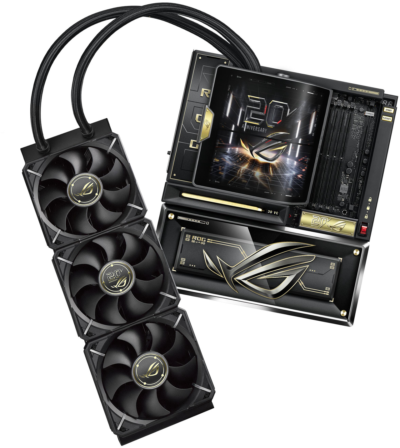 Open Box: ASUS ROG CROSSHAIR X870E EDITION 20 AM5 E-ATX motherboard, DDR5, PCIe 5.0, 9x M.2, DIMM Fit and dedicated AIO Cooler ROG RYUJIN 360 EDITION 20, AIO Q-Connector, Swivel Dual 6.67" LCD, Display Sync-Up - Newegg.com - Open Box condition - Image 10