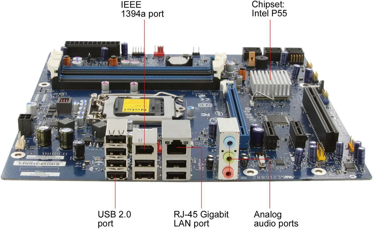 Alt view image 7 of 10 - Intel BOXDP55WB LGA 1156 Intel P55 Micro ATX Intel Motherboard