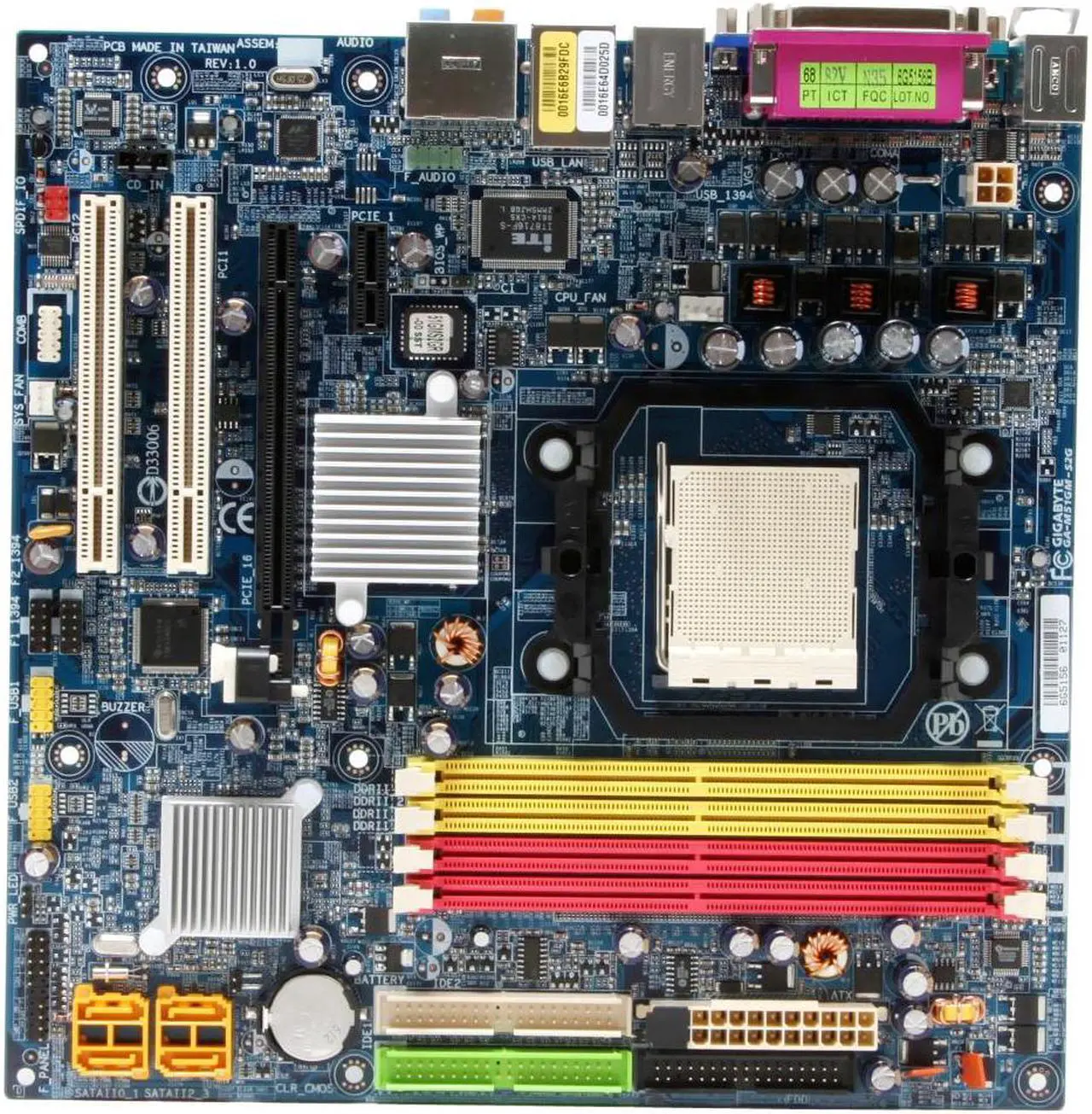 Alt view image 3 of 5 - GIGABYTE GA-M51GM-S2G AM2 NVIDIA GeForce 6100 Micro ATX AMD Motherboard