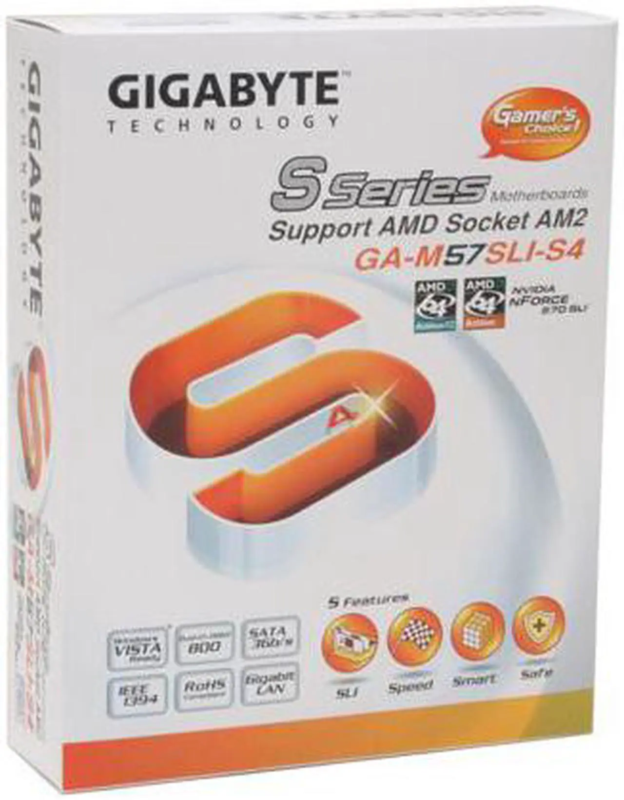 Alt view image 5 of 5 - GIGABYTE GA-M57SLI-S4 AM2 NVIDIA nForce 570 SLI MCP ATX AMD Motherboard