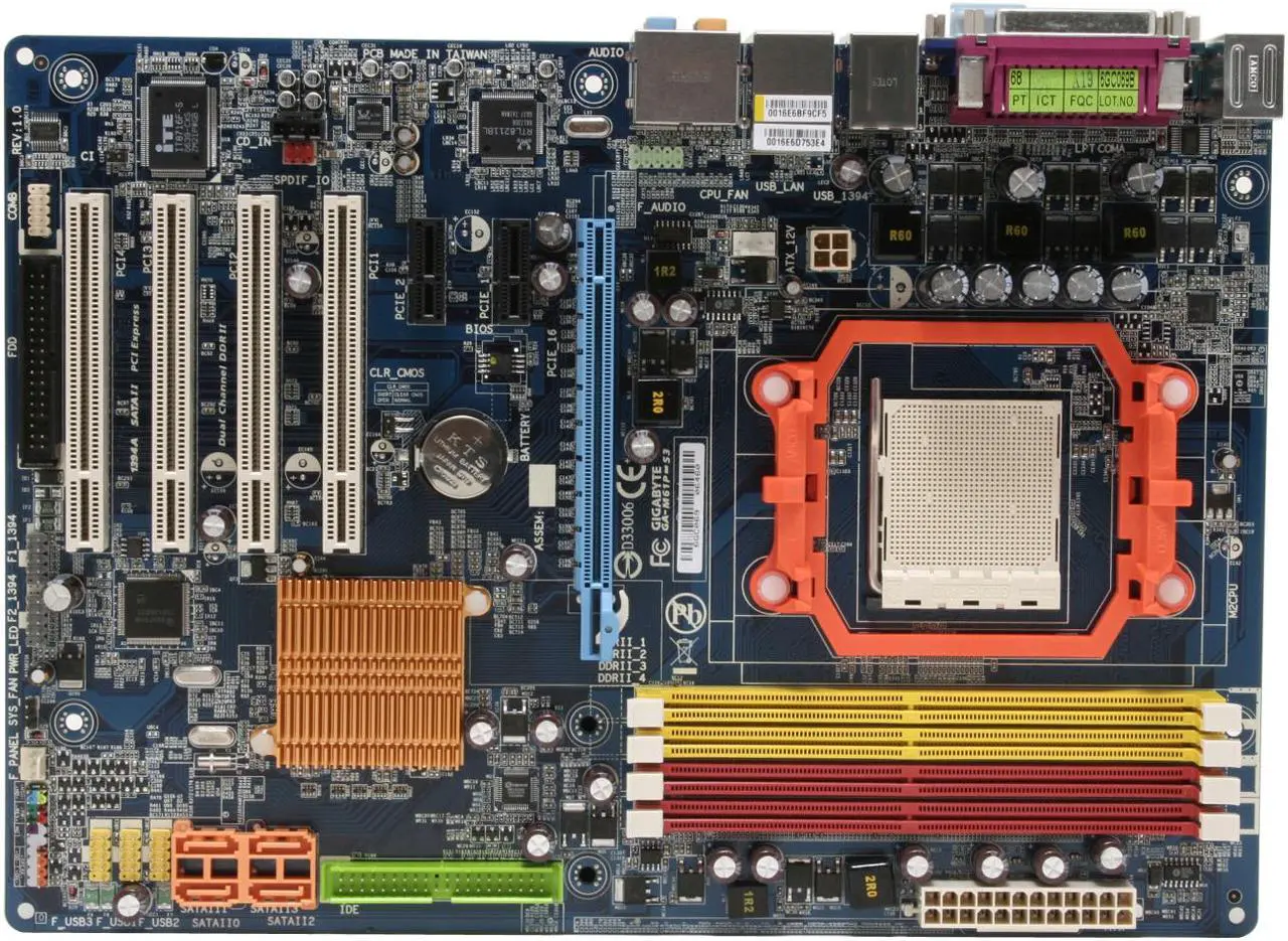 Alt view image 3 of 13 - GIGABYTE GA-M61P-S3 AM2 NVIDIA GeForce 6100 / nForce 430 ATX AMD Motherboard