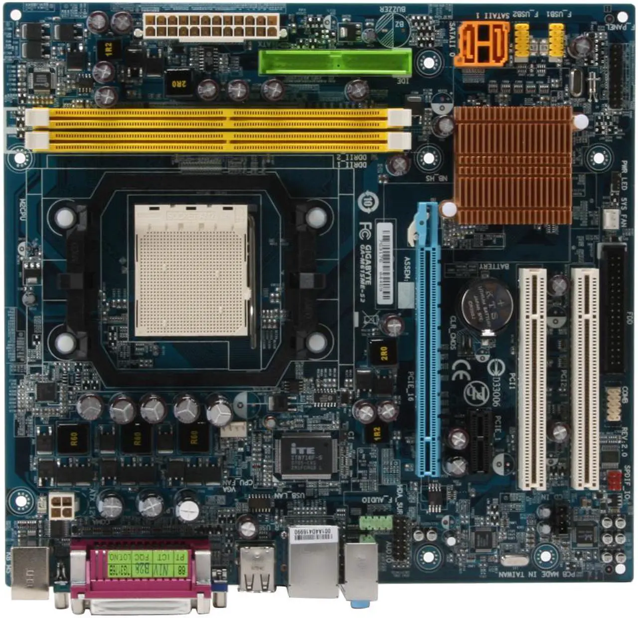 Alt view image 3 of 7 - GIGABYTE GA-M61SME-S2 AM2 NVIDIA GeForce 6100 Micro ATX AMD Motherboard