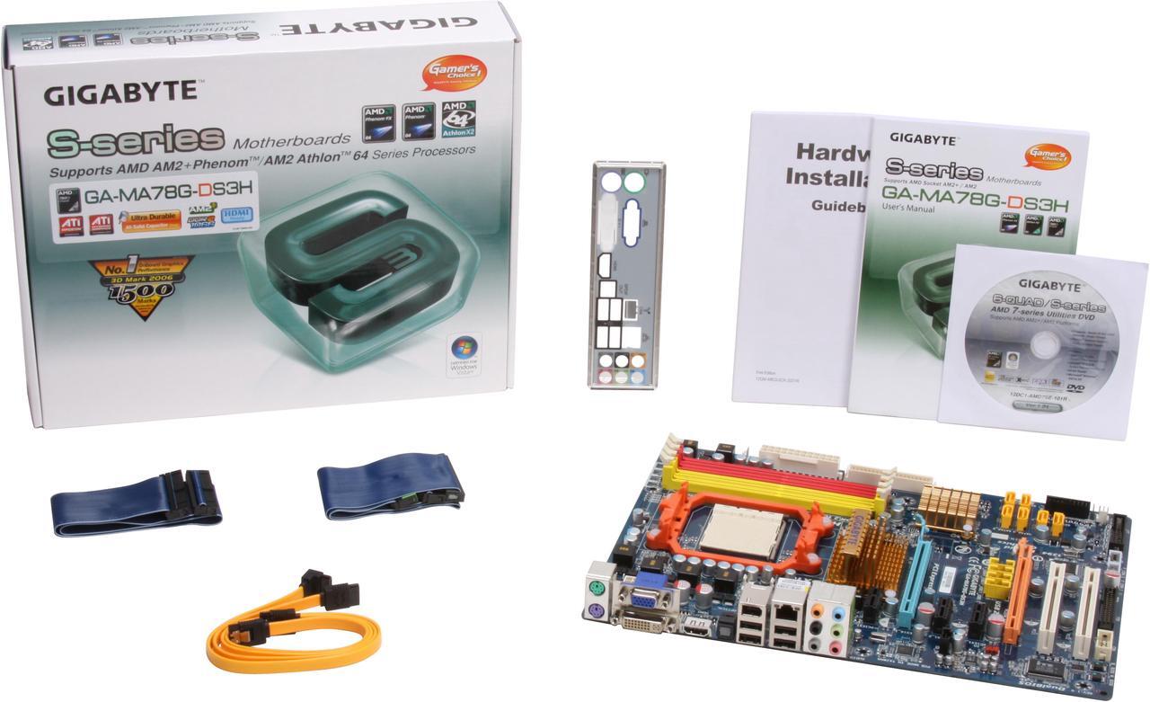 Alt view image 2 of 2 - GIGABYTE GA-MA78G-DS3H AM2+/AM2 AMD 780G HDMI ATX AMD Motherboard
