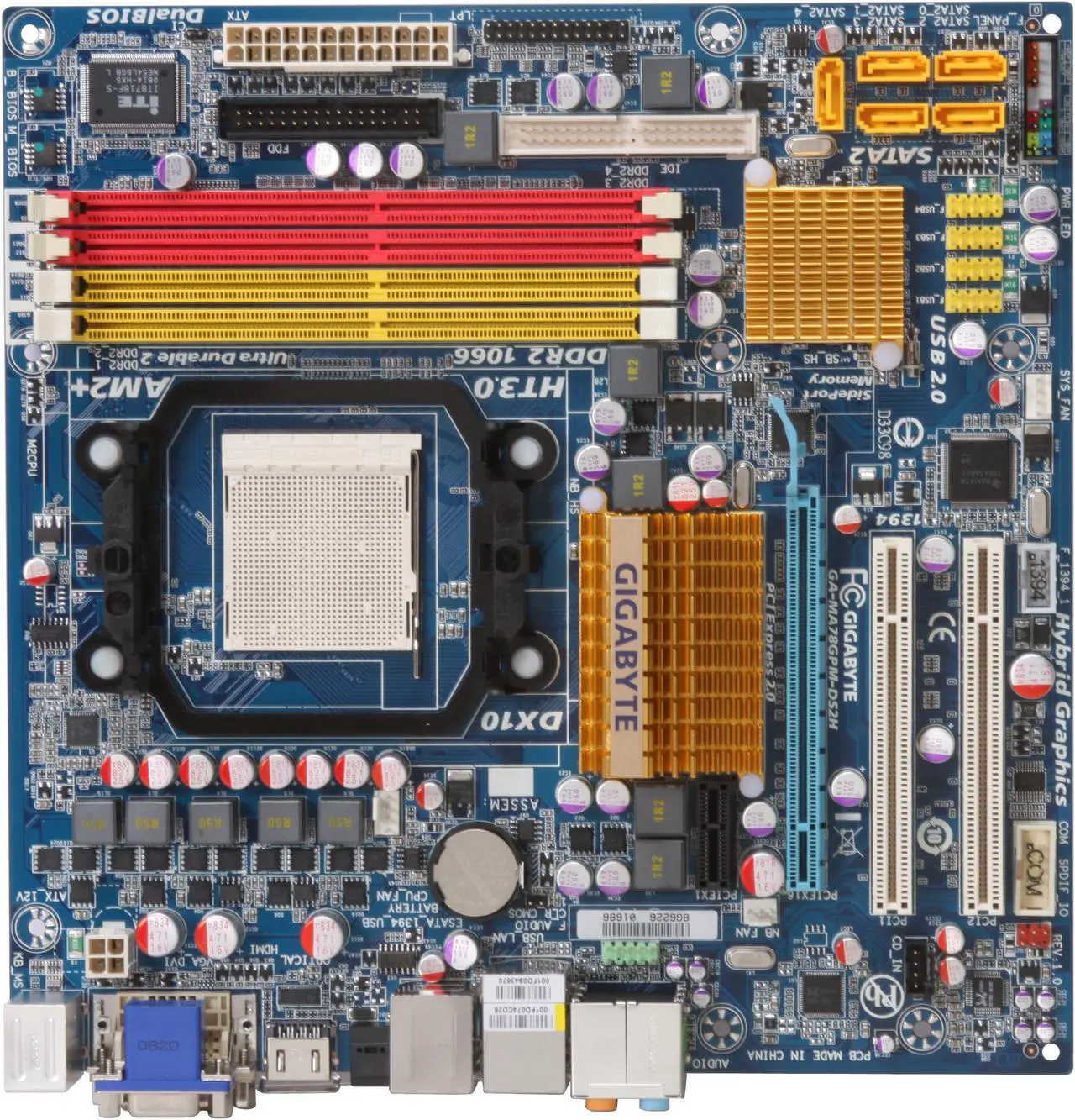 Alt view image 3 of 5 - GIGABYTE GA-MA78GPM-DS2H AM2+/AM2 AMD 780G HDMI Micro ATX AMD Motherboard