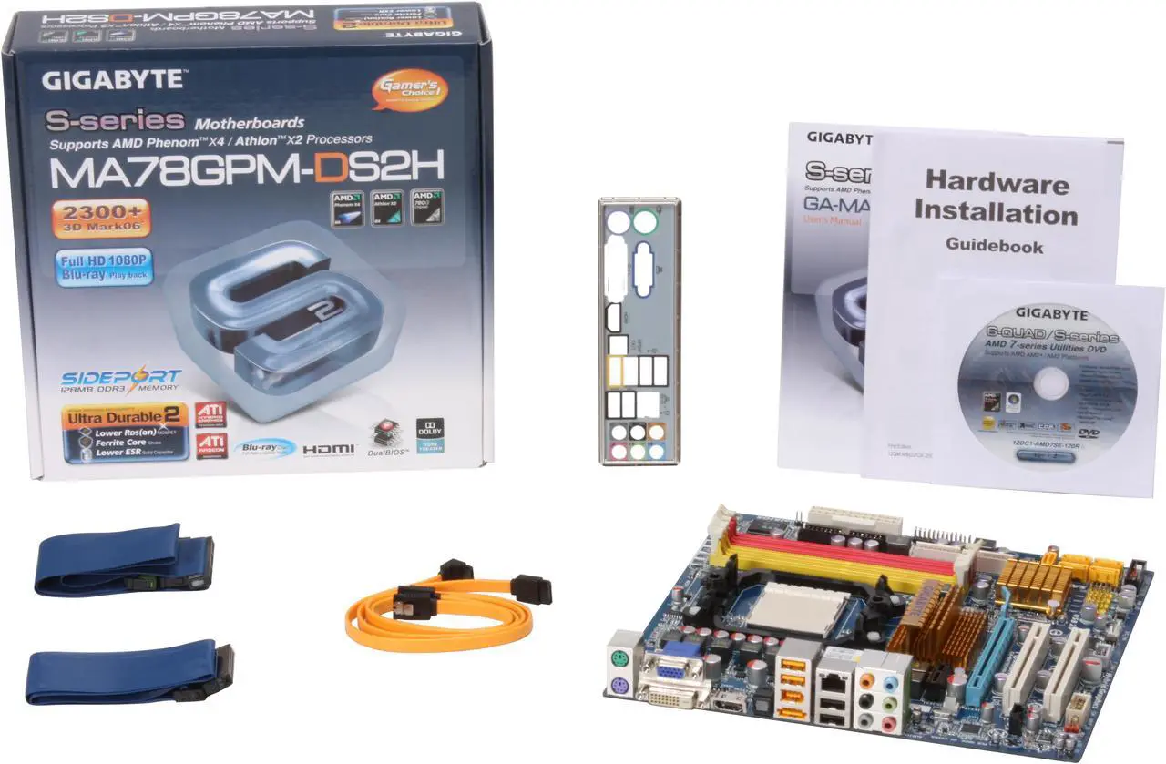 Alt view image 5 of 5 - GIGABYTE GA-MA78GPM-DS2H AM2+/AM2 AMD 780G HDMI Micro ATX AMD Motherboard