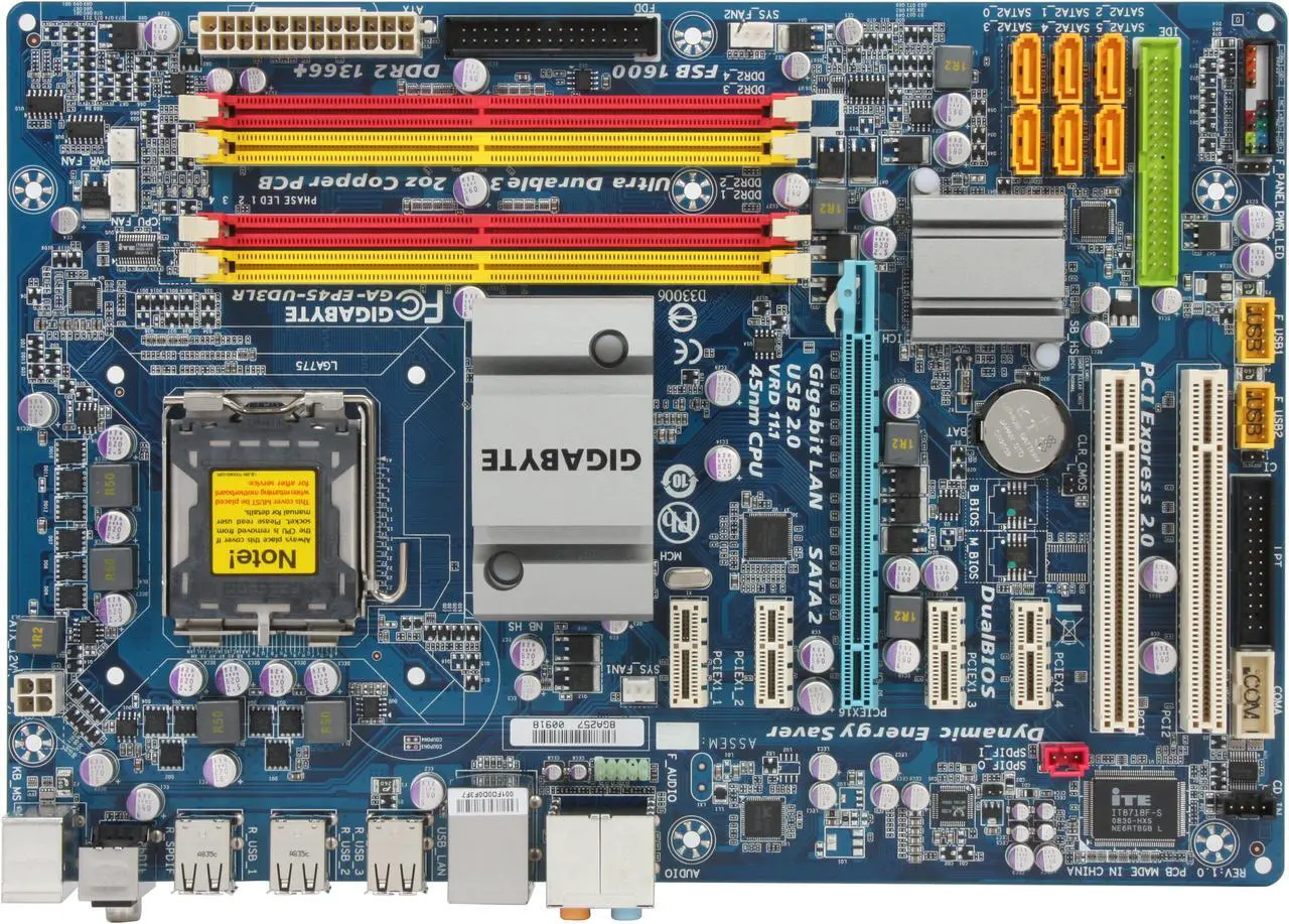 Alt view image 3 of 5 - GIGABYTE GA-EP45-UD3LR LGA 775 Intel P45 ATX Intel Motherboard