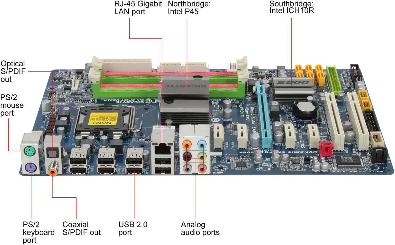 Alt view image 2 of 5 - GIGABYTE GA-EP45T-UD3LR LGA 775 Intel P45 ATX Intel Motherboard