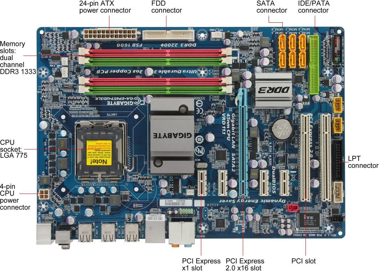 Alt view image 3 of 5 - GIGABYTE GA-EP45T-UD3LR LGA 775 Intel P45 ATX Intel Motherboard